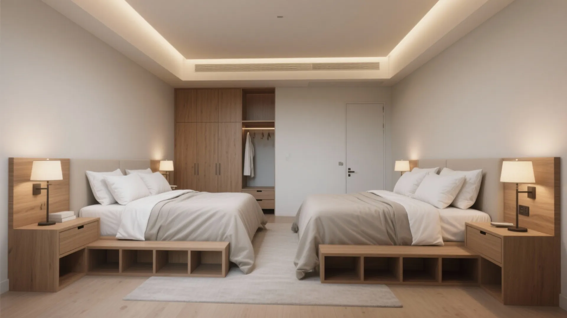 5. Parallel beds with a shared storage run at the foot