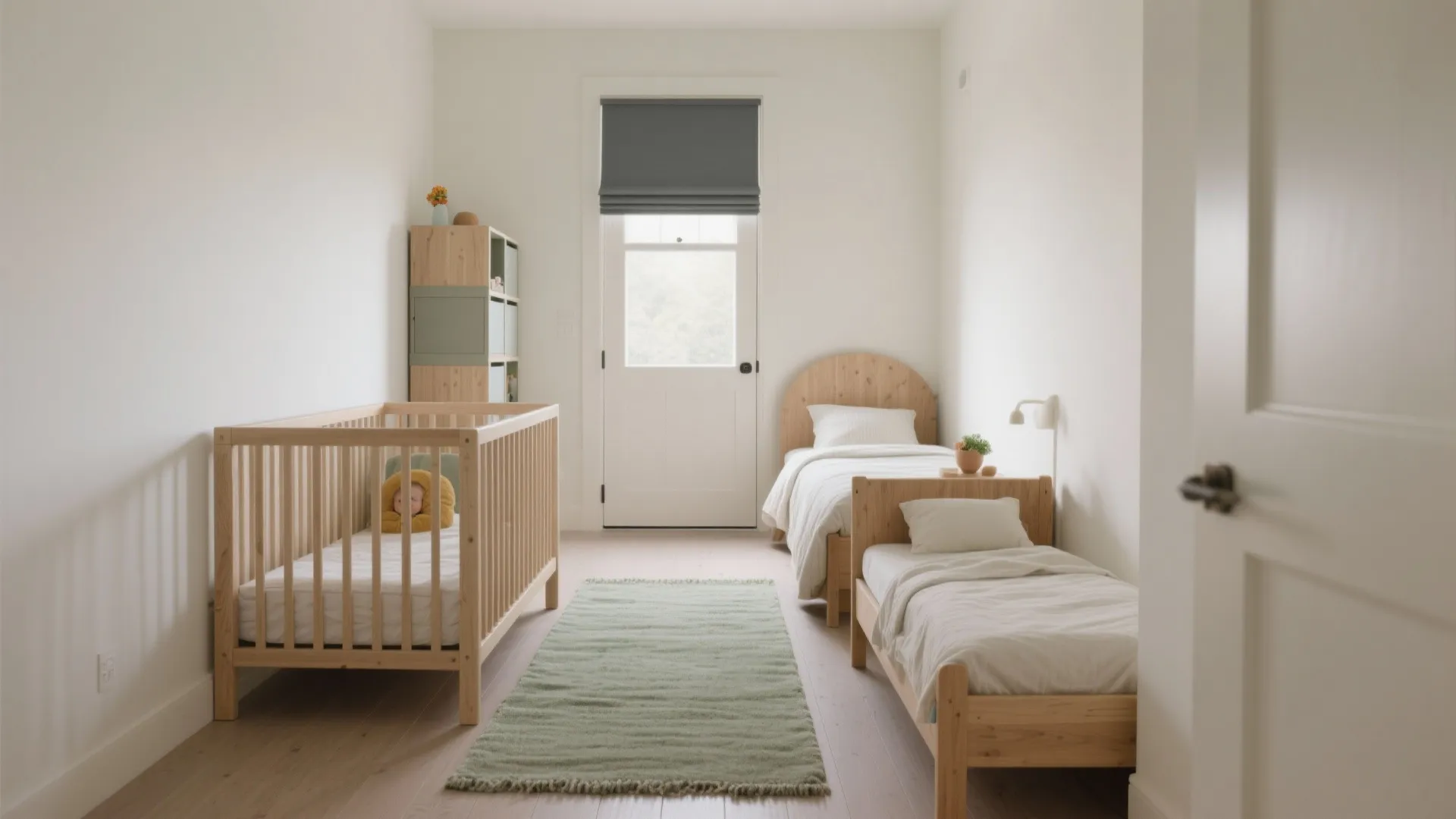 Parallel layout: placing the crib and twin along one wall