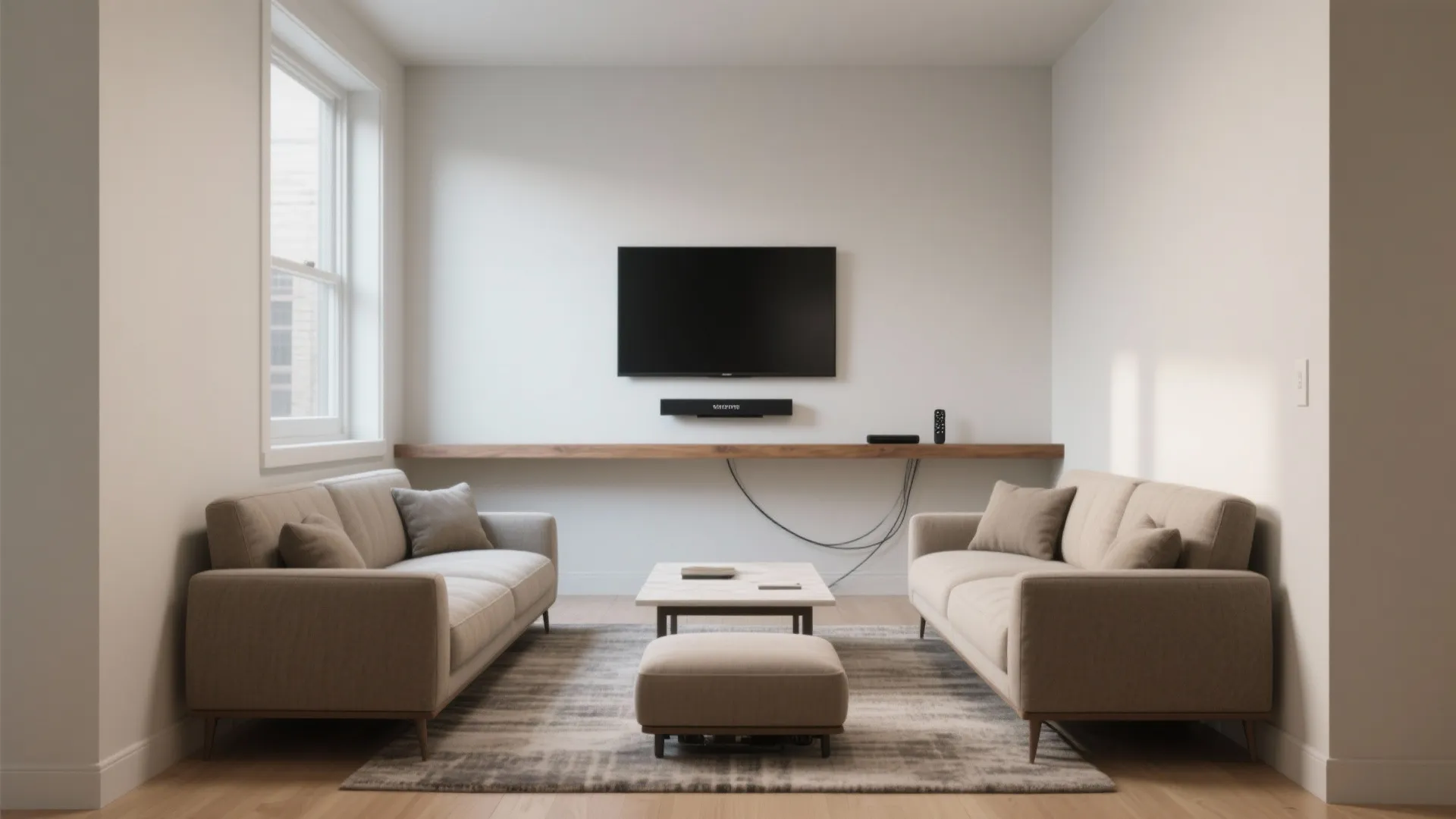 Parallel Sofas with a Media Wall