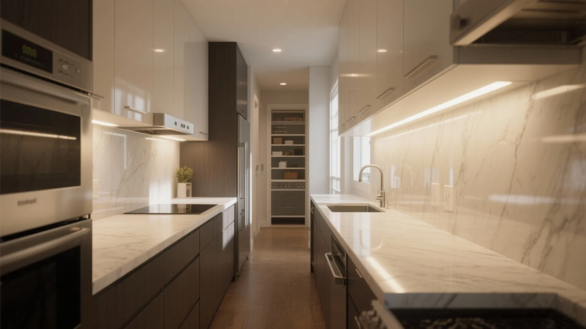 1. Galley kitchen, dressed up