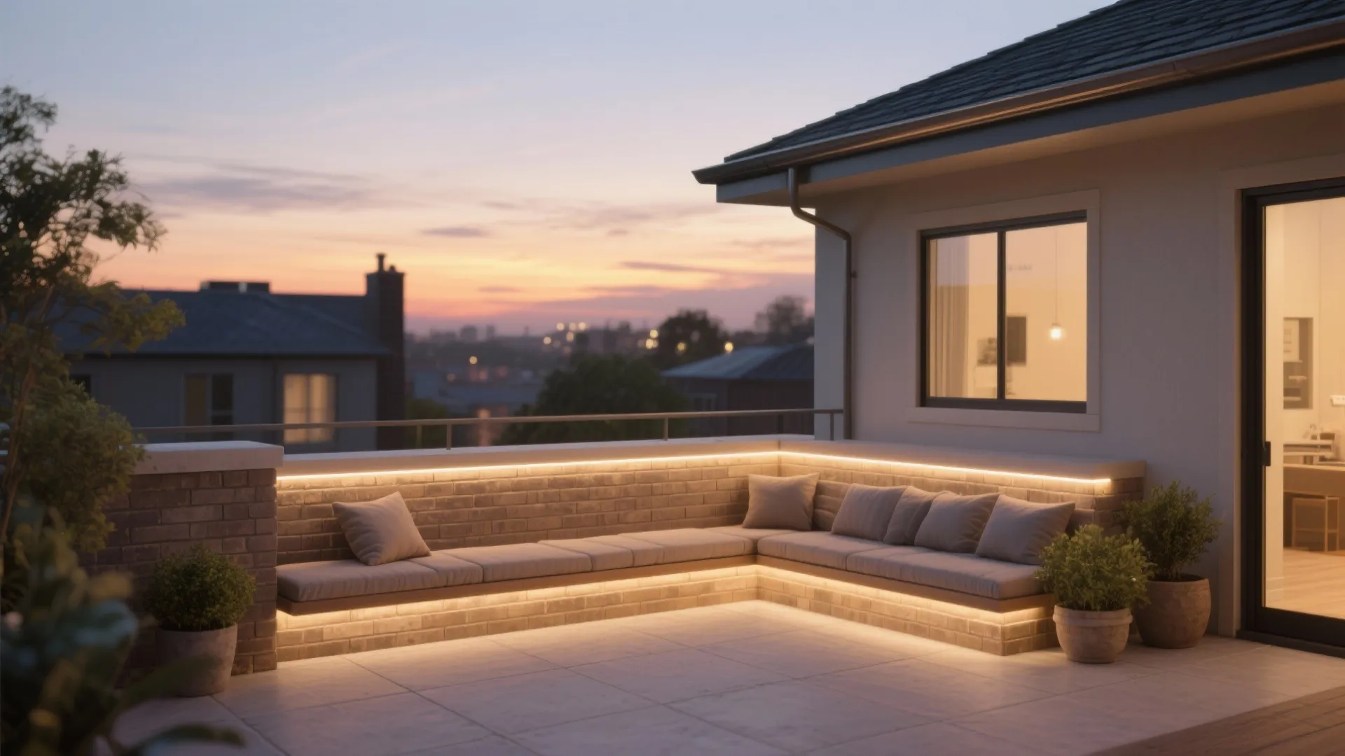 Parapet seating and lighting combo