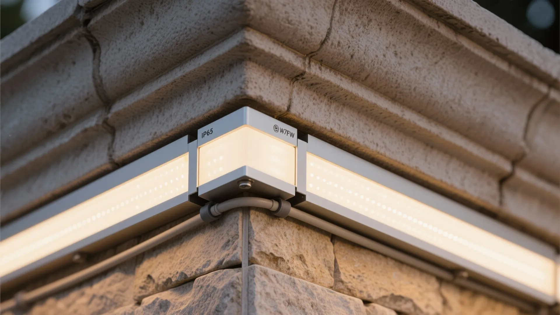 Concealed linear wash along the parapet cap