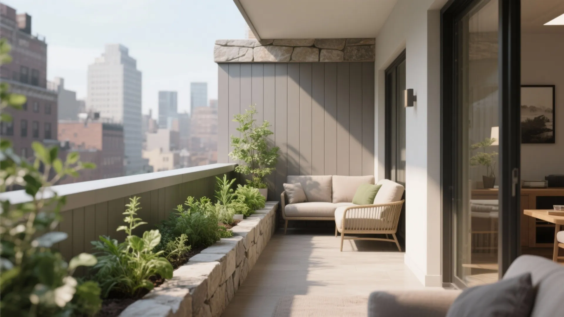 4) Half-Height Solid Parapet with a Planter Ledge