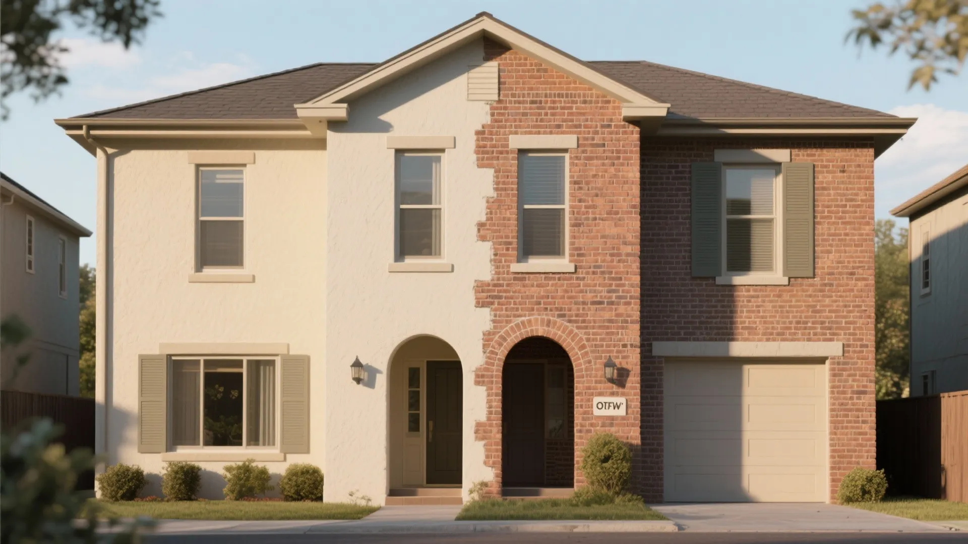 5. Partial paint + preserved brick sections