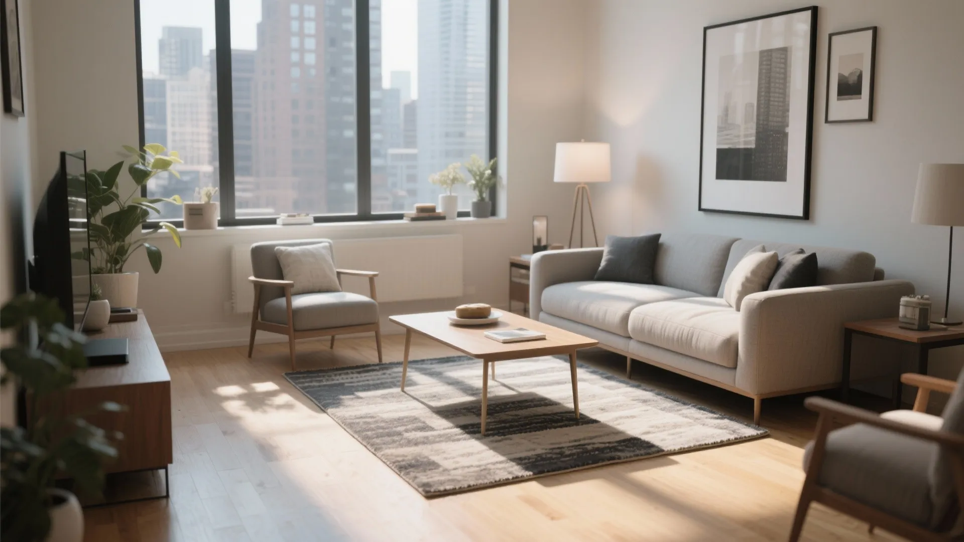 4. Partial Under-Sofa Placement