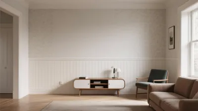 Mid-Century Modern Living Room with Wainscoting & Natural Light