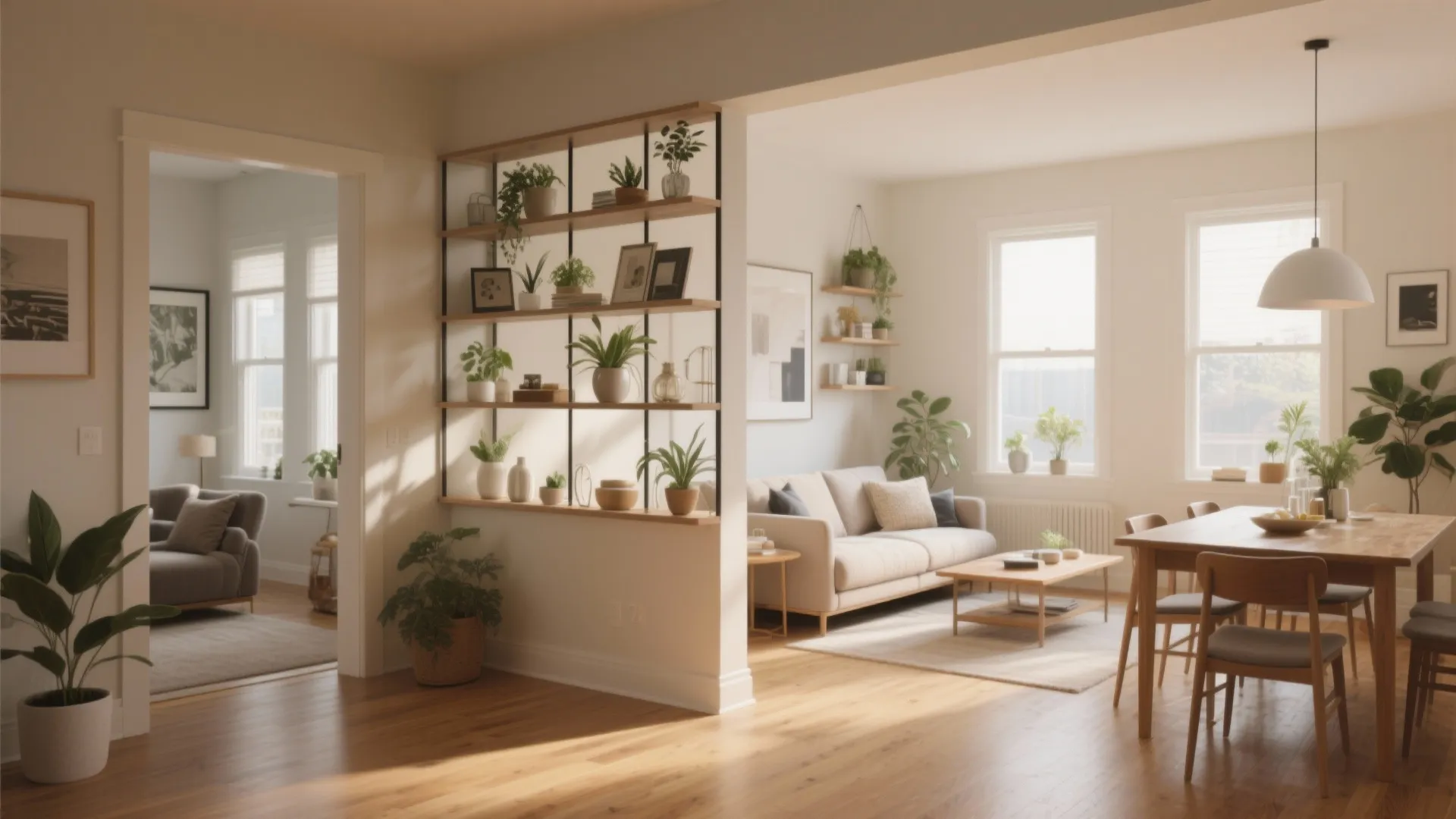 1. Divide with a Partial Wall or Open Shelving