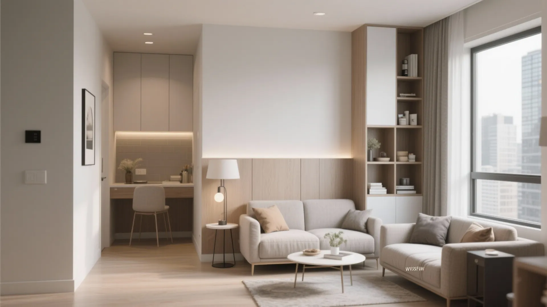 Partial Walls with Built-in Storage