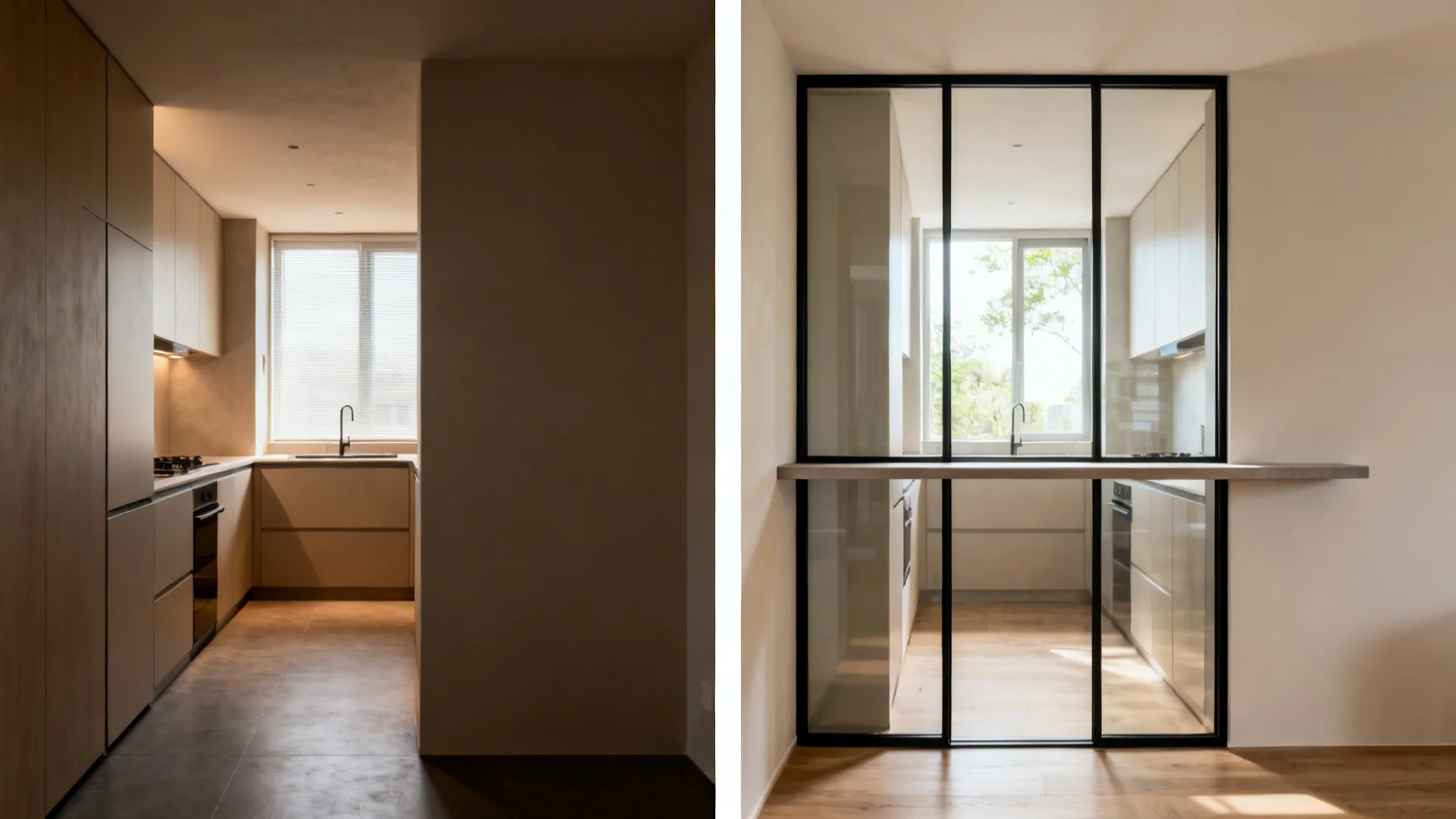 3) Partial-Height Glass Partition to Zone Without Closing