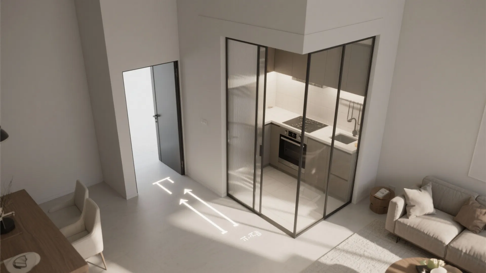 Glass Partition for Open-Plan Zoning