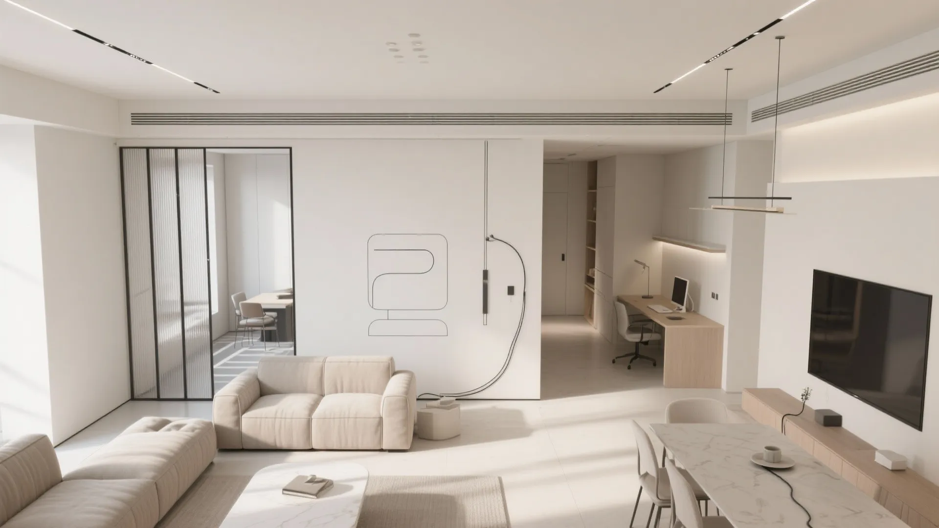 Flexible Living-Dining with Sliding Partitions