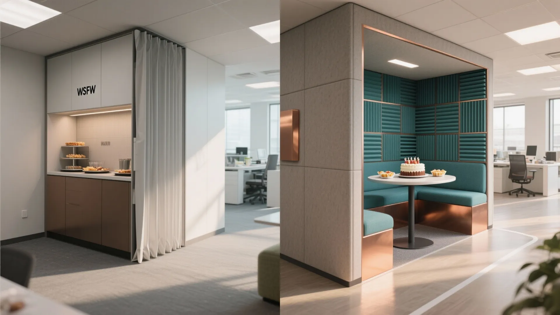 4. Flexible partitions and pop-up serving station