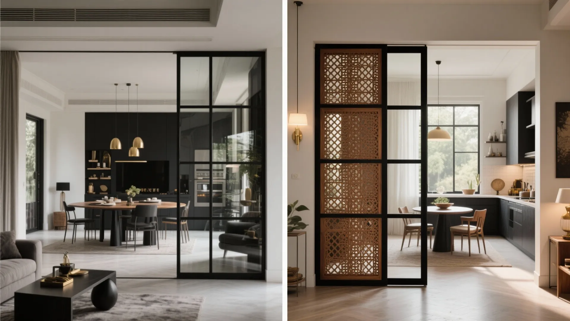 Sliding Glass or Jaali Partitions for Semi-Open Zones