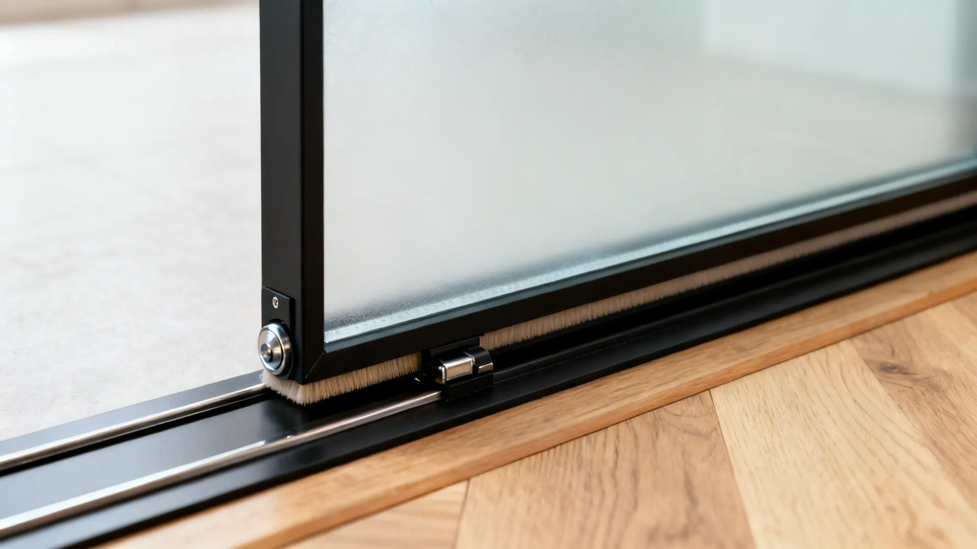 Frosted Glass Sliding Partition to Zone Open Kitchens