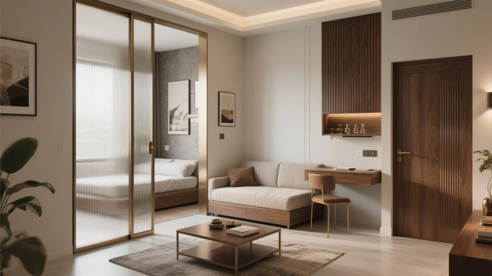 Flexible Living: Sliding Partition, Sofa Bed, and a Quiet Desk