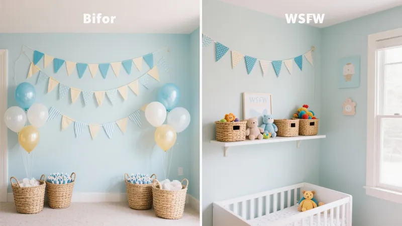 Soft Blue Nursery Design with Bunting & Smart Storage