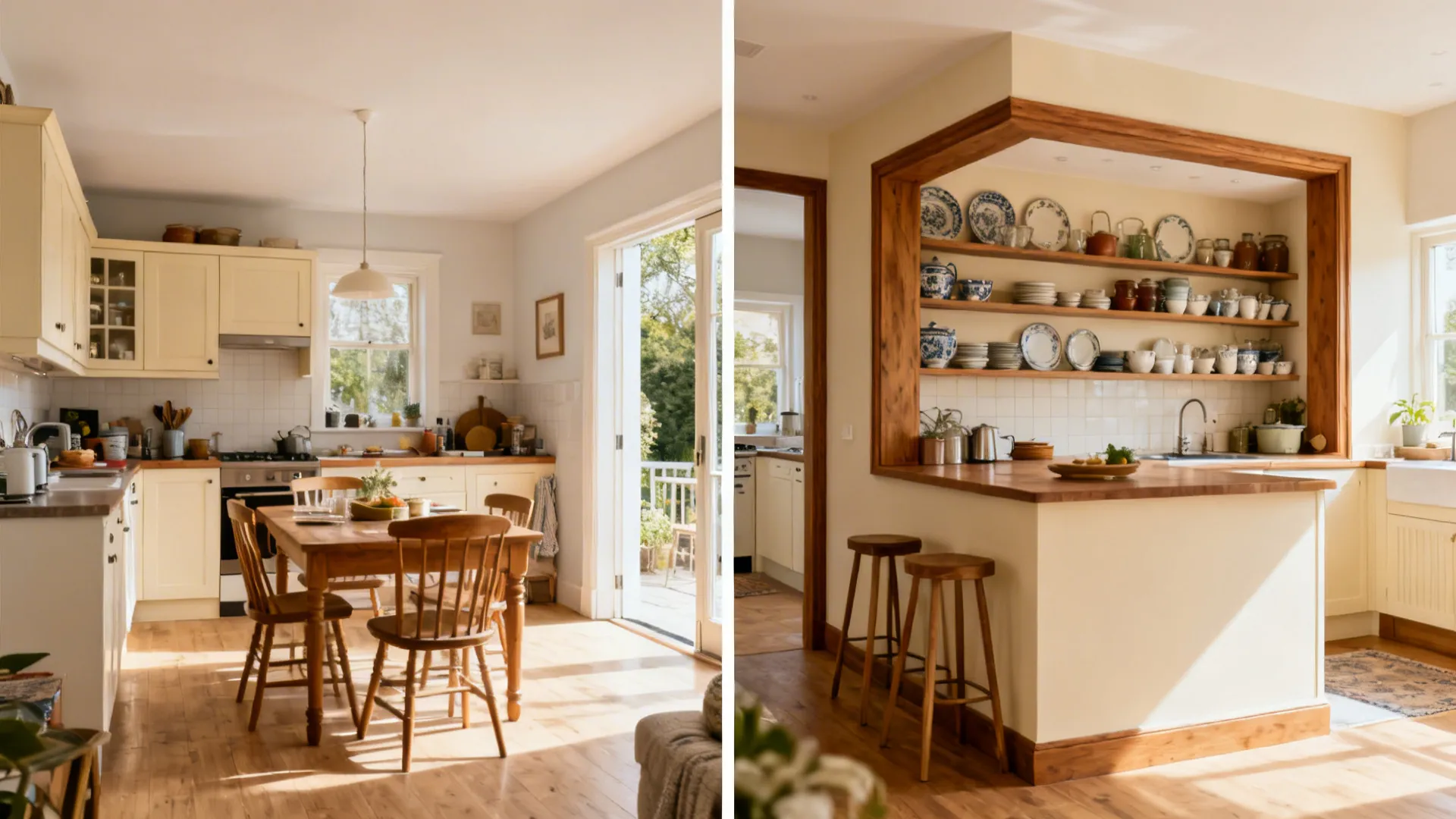 5) Island-Back Crockery Wall with Pass-Through Window