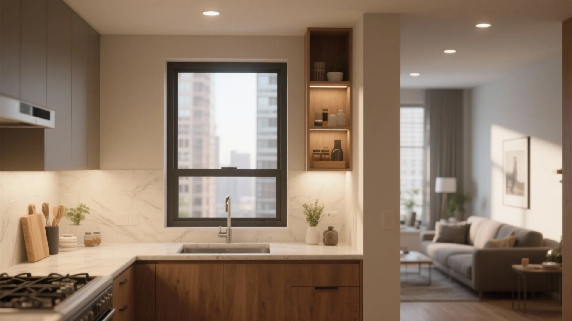 1. Open up sight lines with a partial wall or pass-through