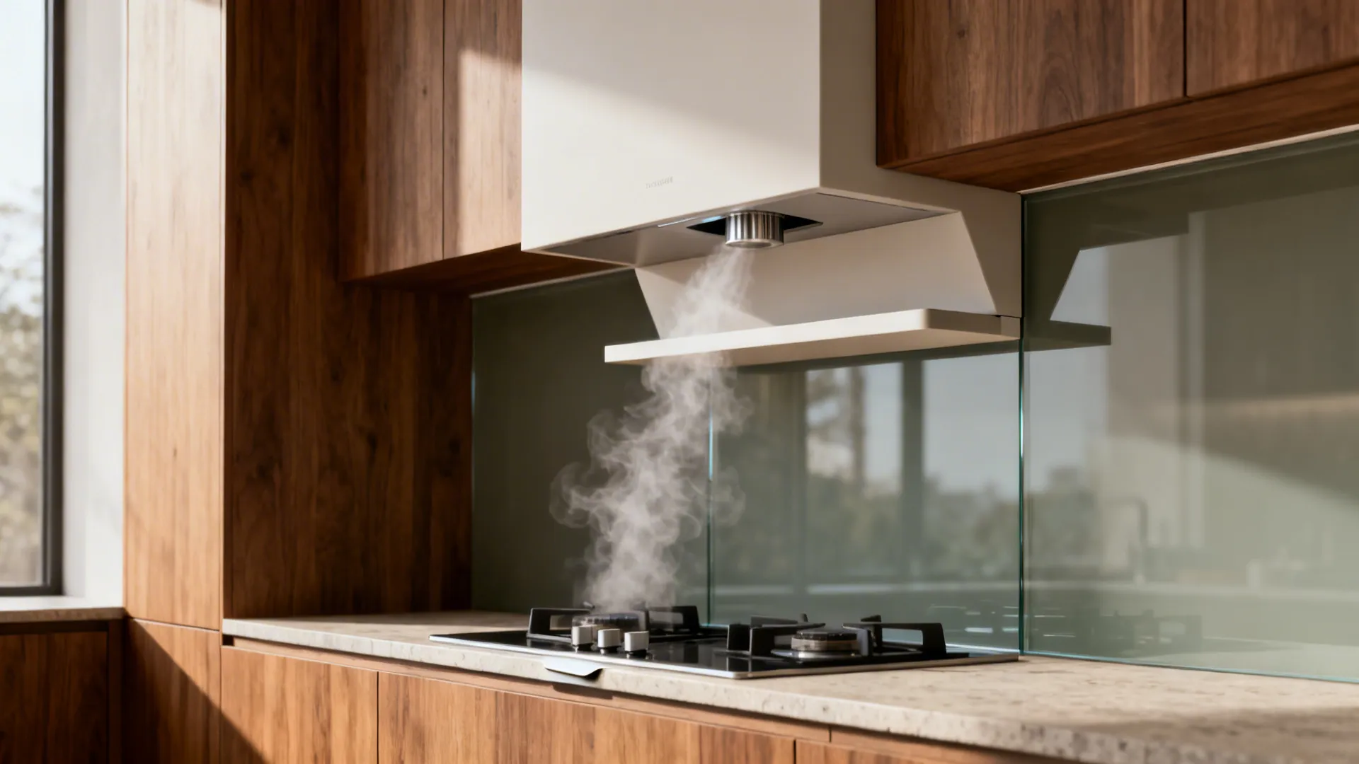 Baffle shelf and hood geometry to guide the plume