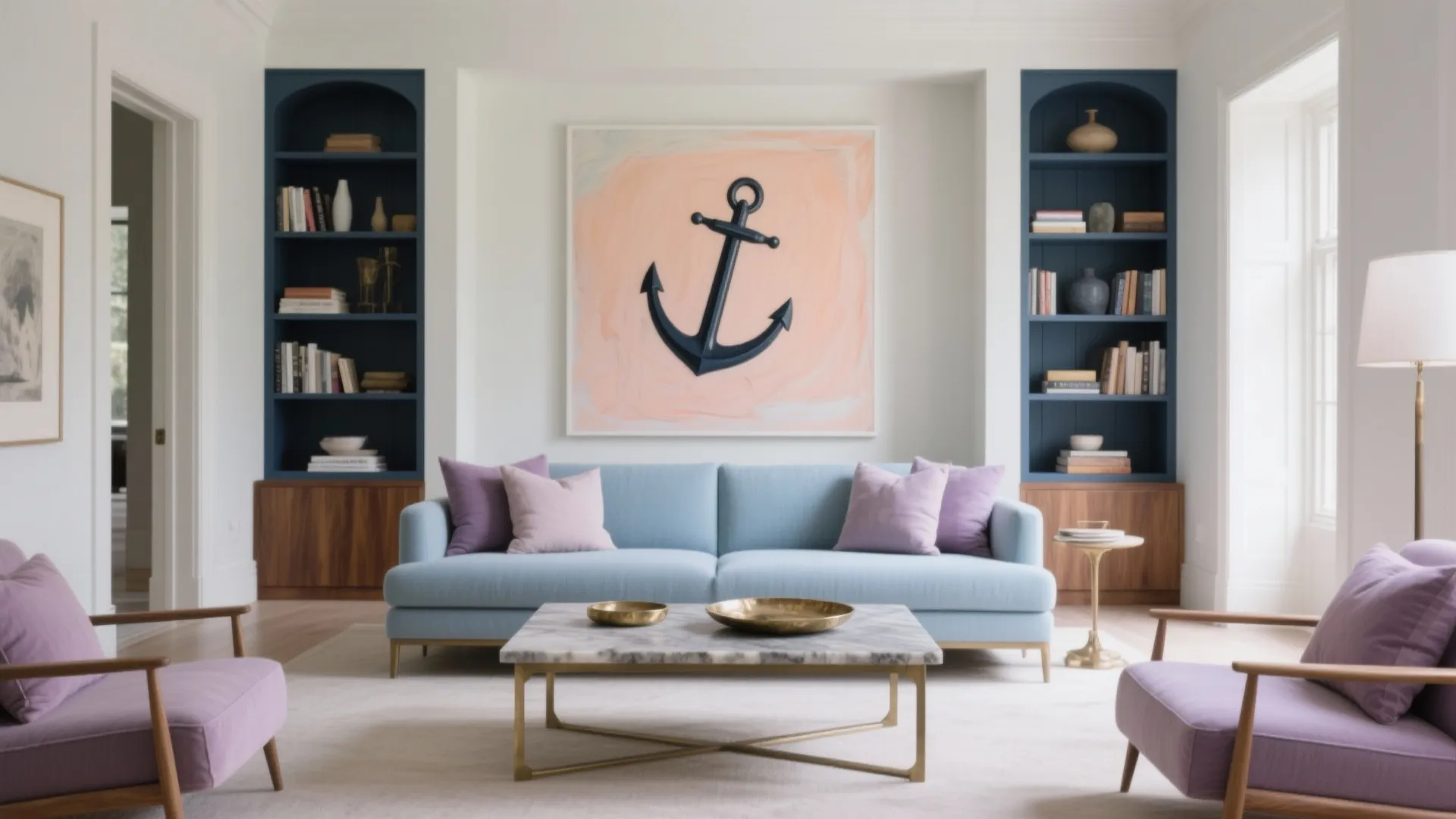 5) Pastel Midtones with a Deep Anchor