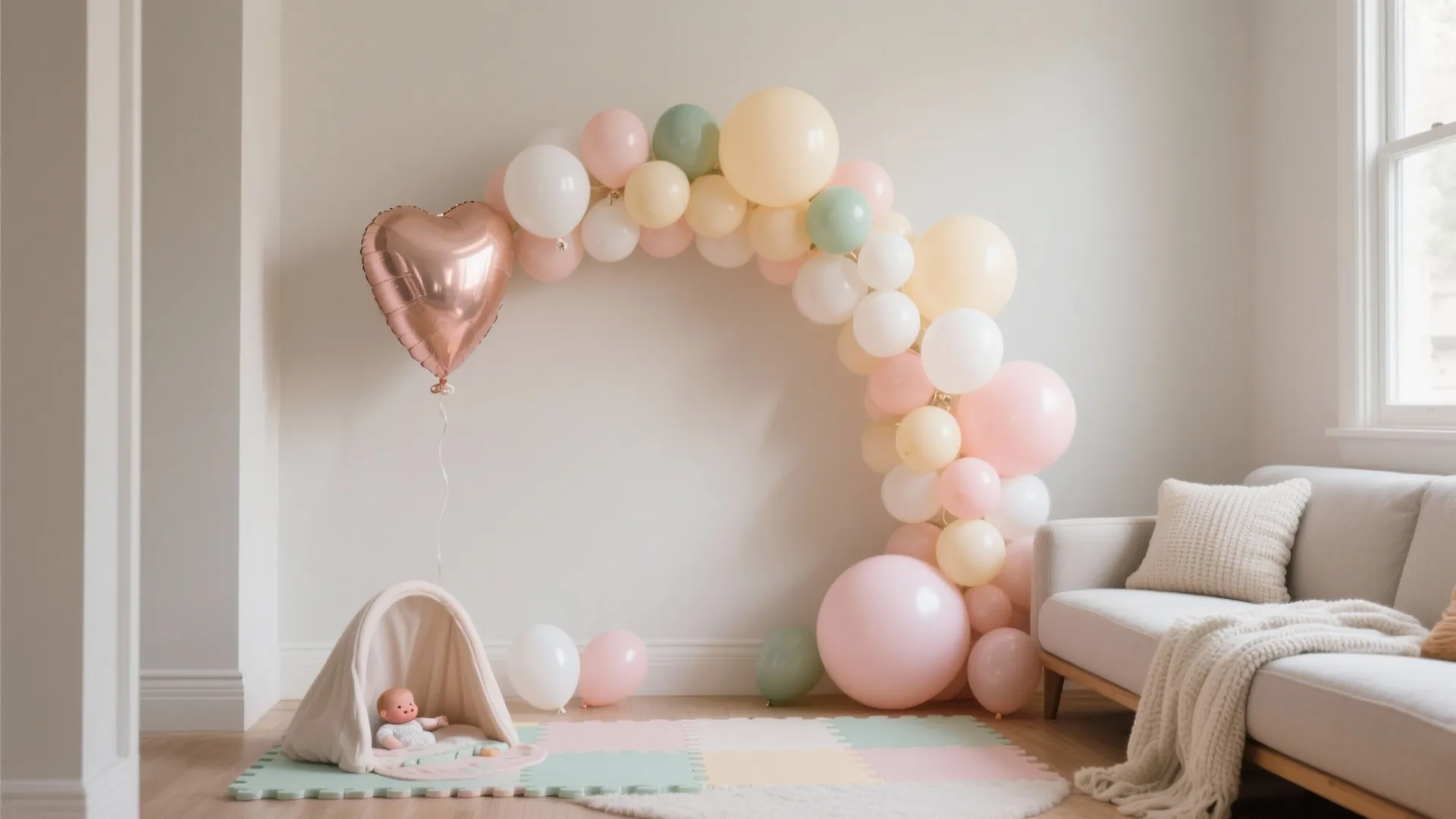 Soft Pastels & Half-Arch Balloon Moment