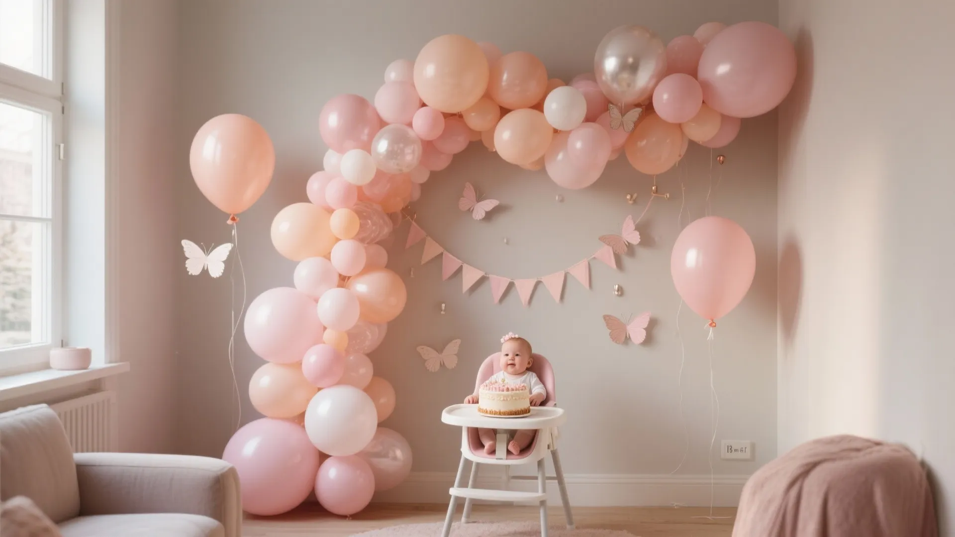 Pastel Balloon Garland + Butterflies