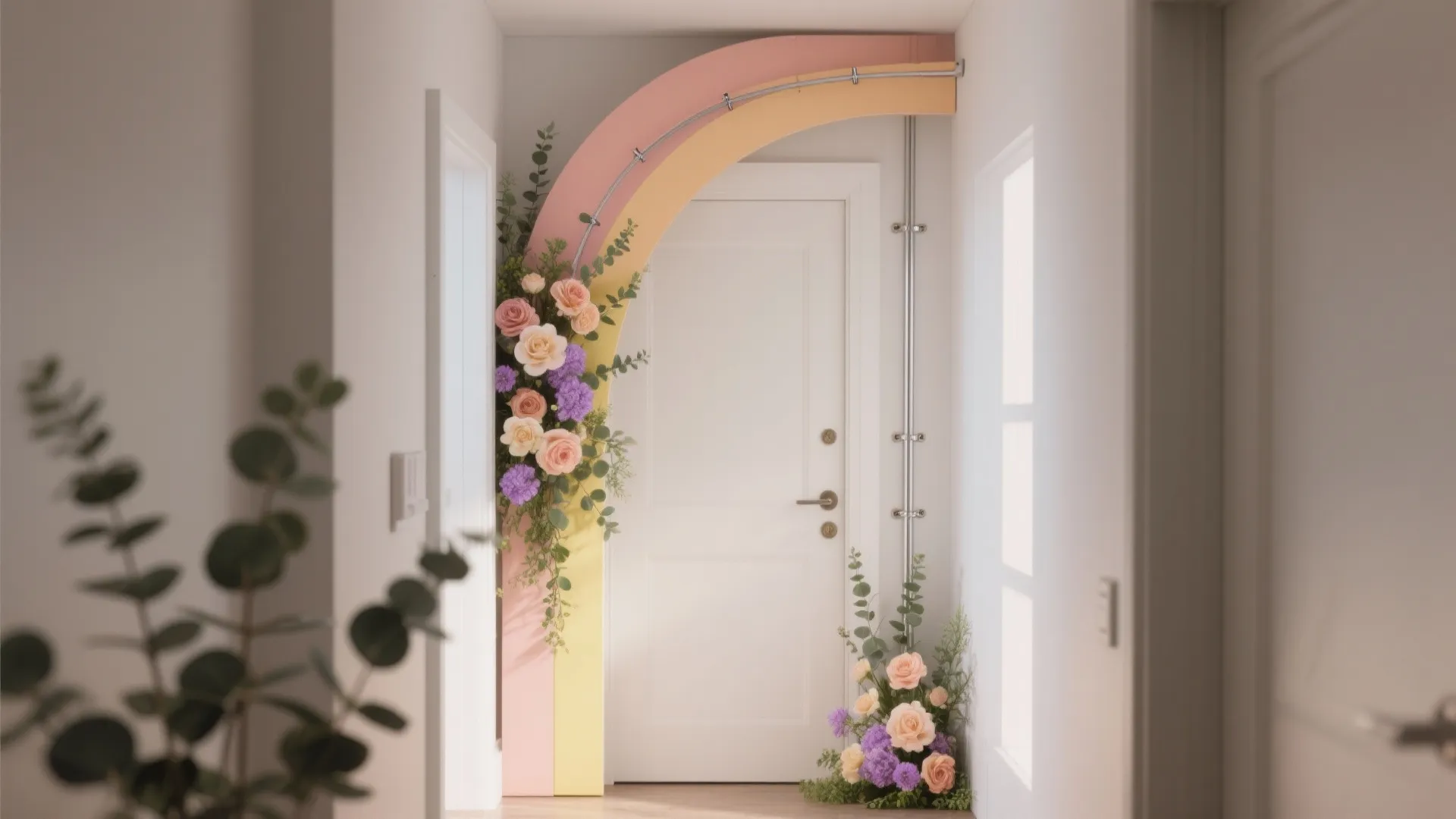 Pastel Floral Arch at the Entry