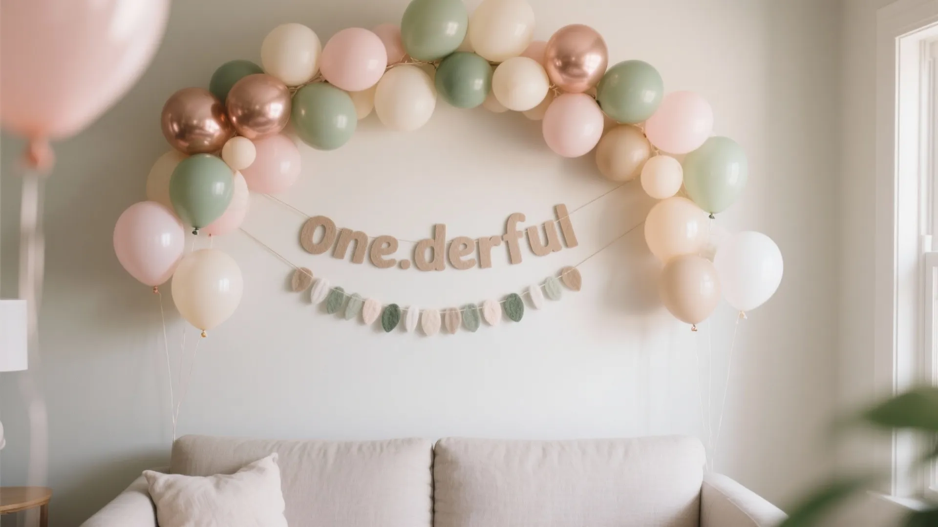 Soft Pastel Balloon + Fabric Garland Backdrop