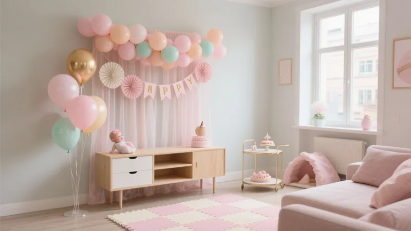 Soft Pastel Baby Shower Party Space