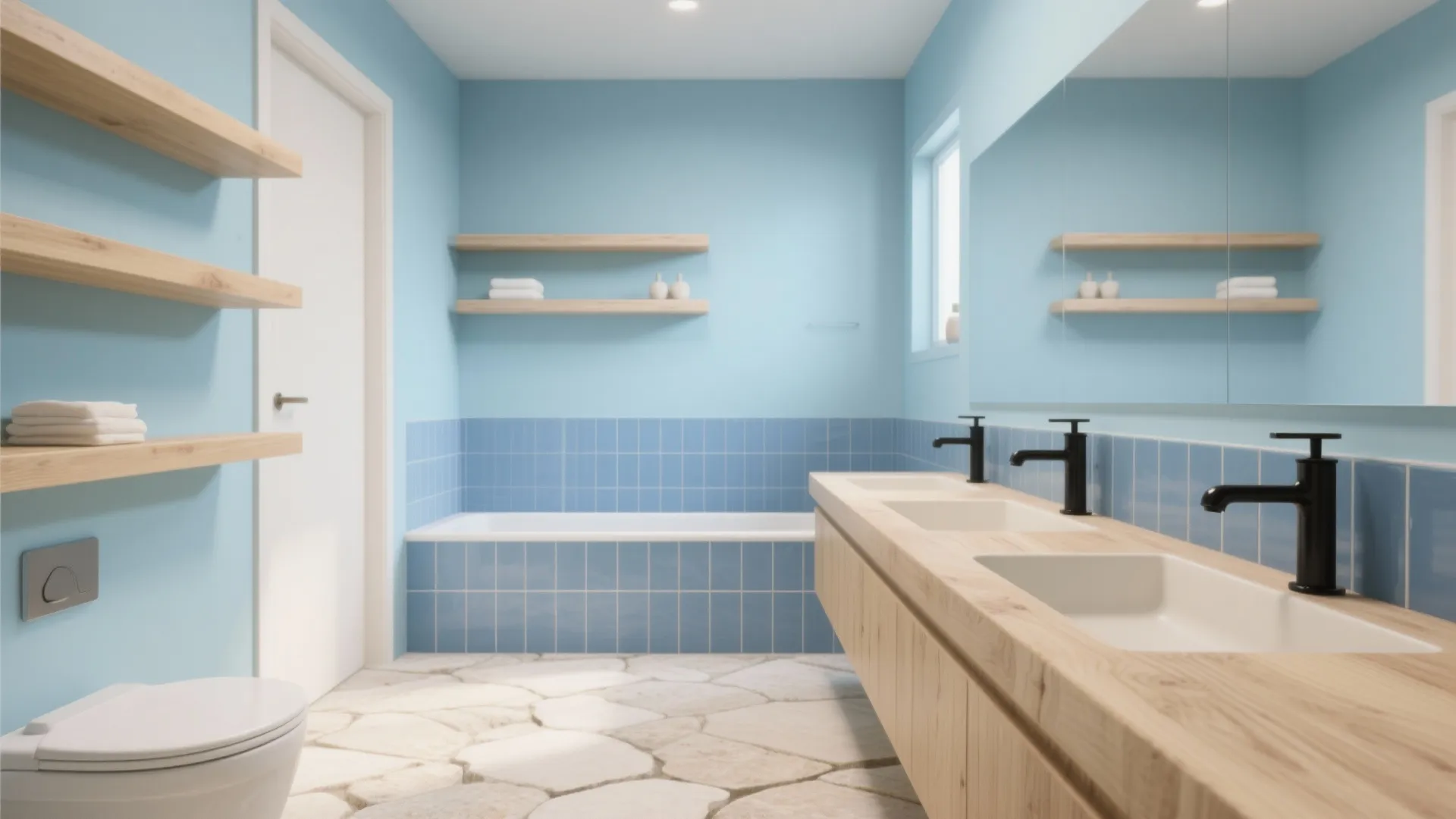 Spa Pastels + Warm Wood: Calm Without the Chill