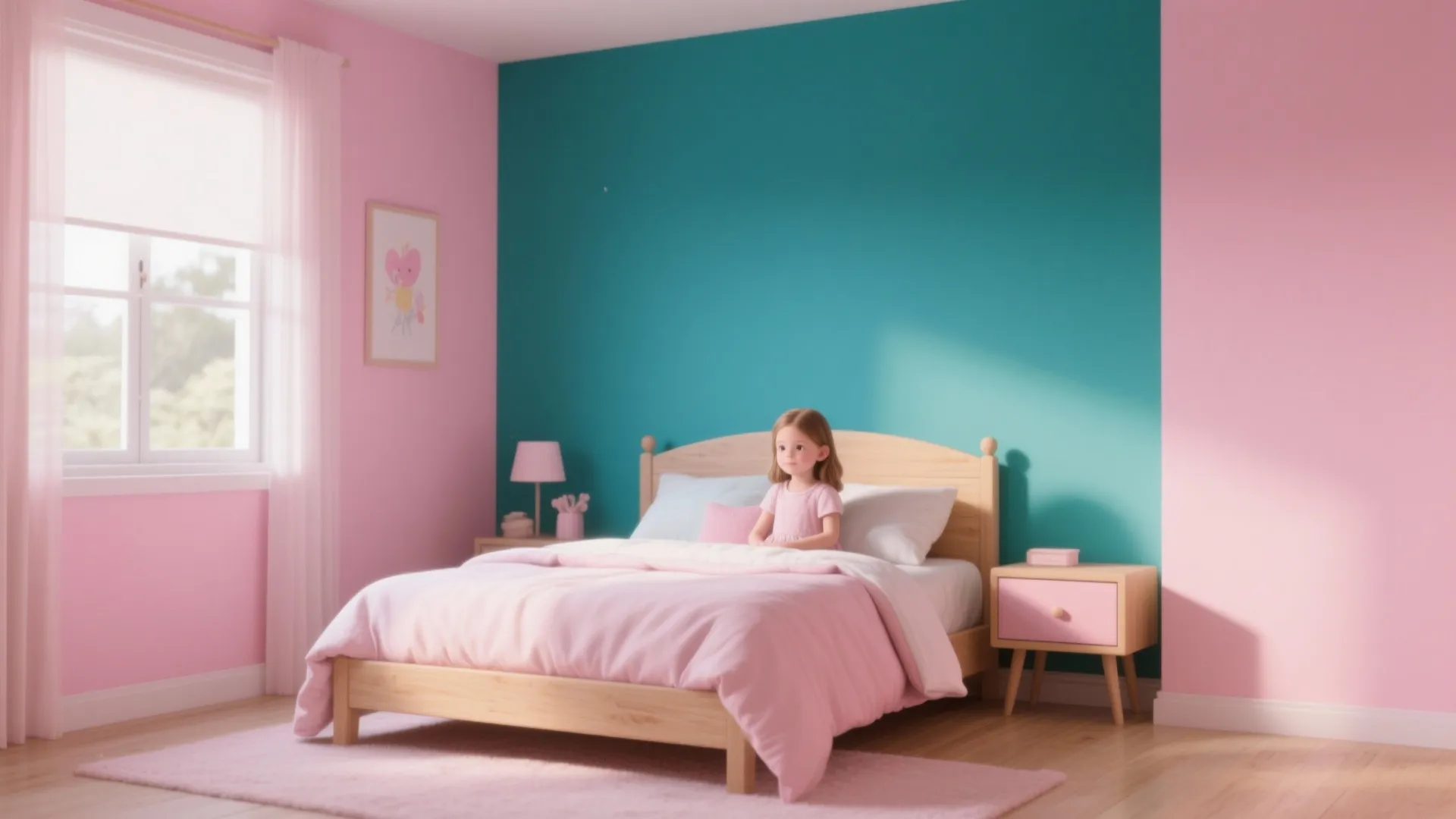 Soft Pastel Palette with Bold Accent Wall