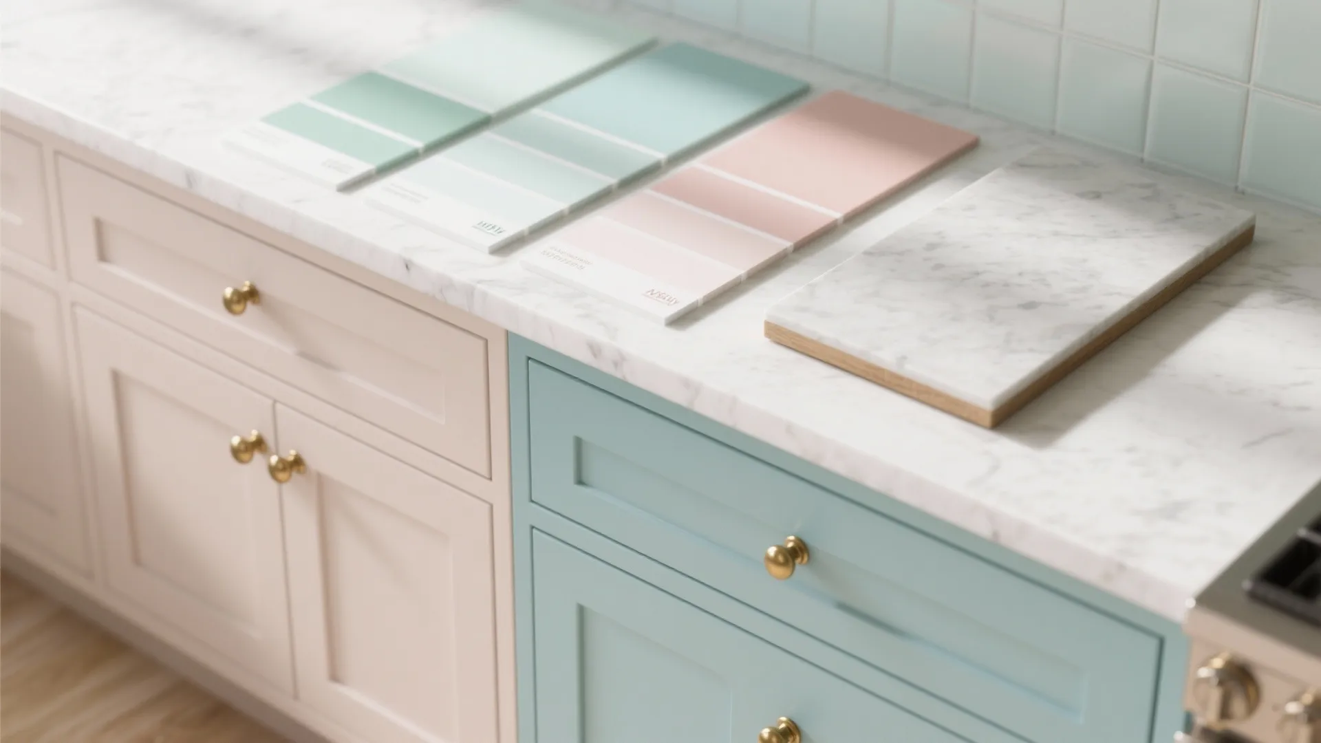 3. Soft Pastels with Brass Accents