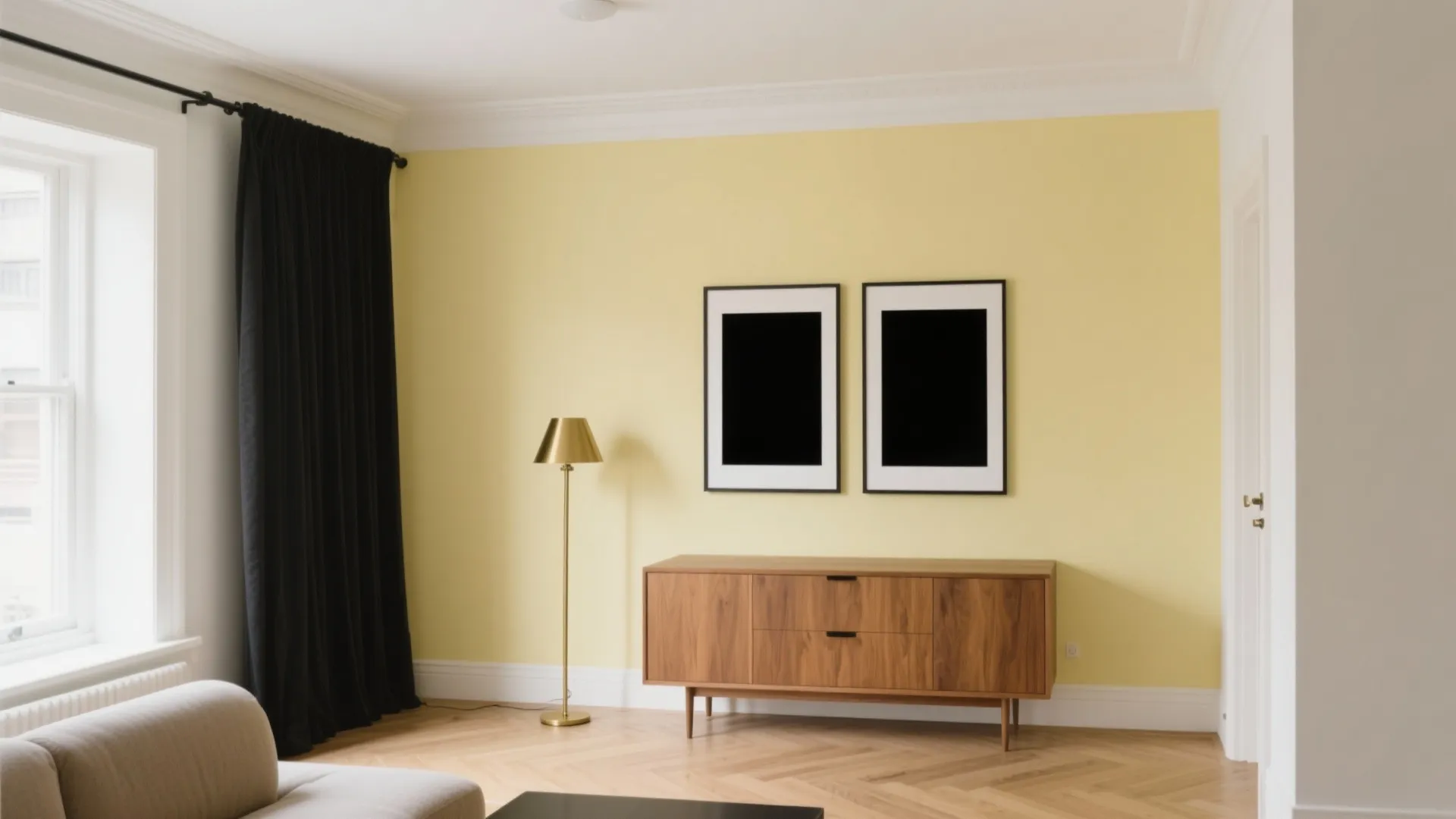 Pastel Yellow with Black & Brass Accents