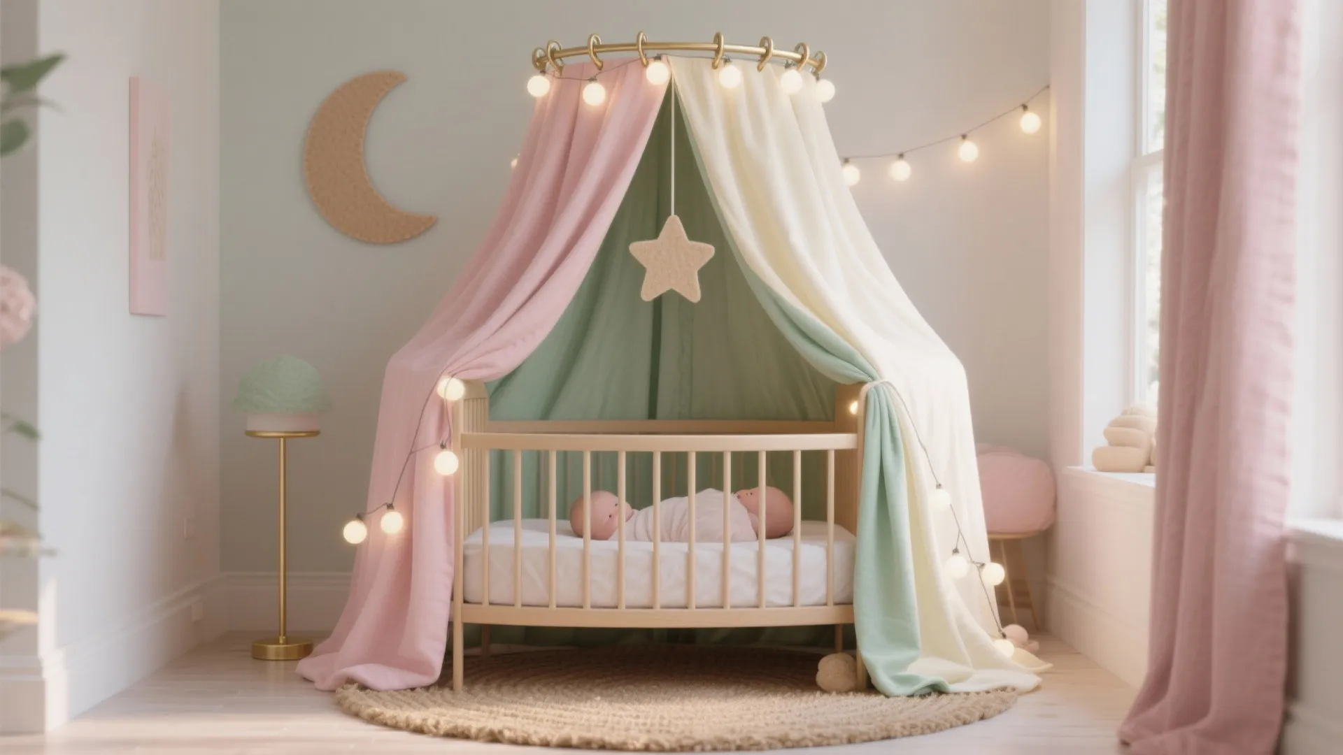 Pastel moon-and-stars canopy