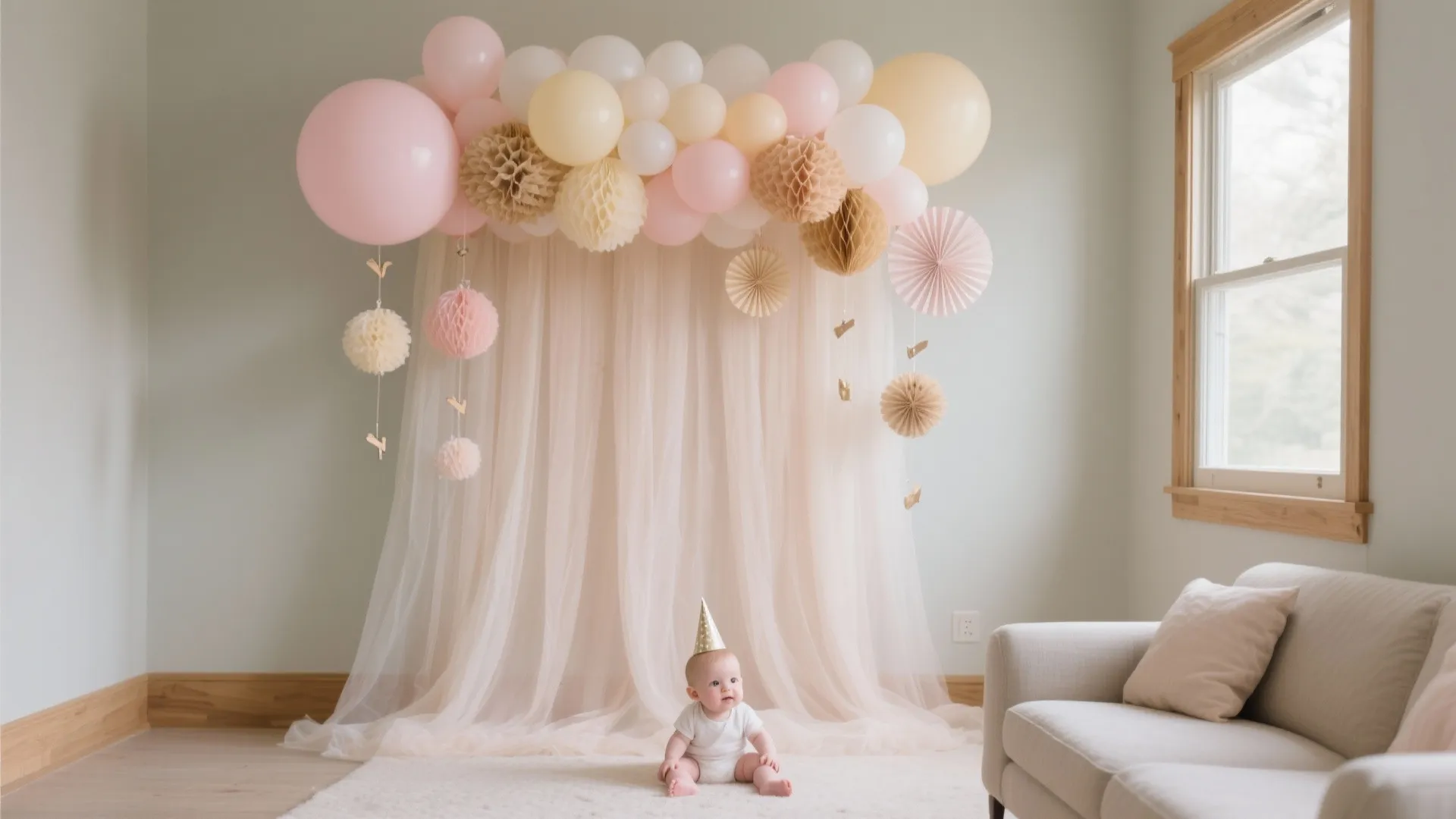 Pastel Balloon Cloud + Fabric Backdrop