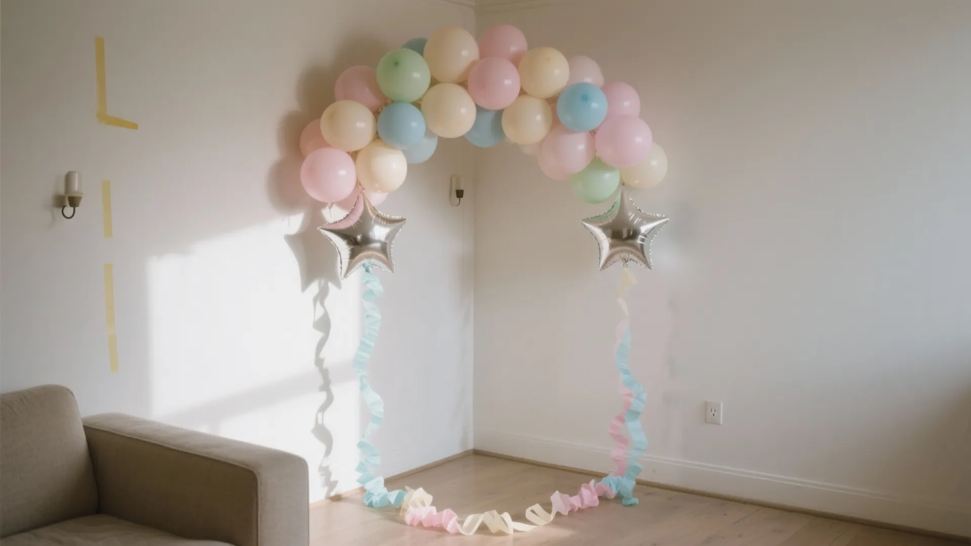 Soft Pastel Balloon Cloud + Streamers Corner