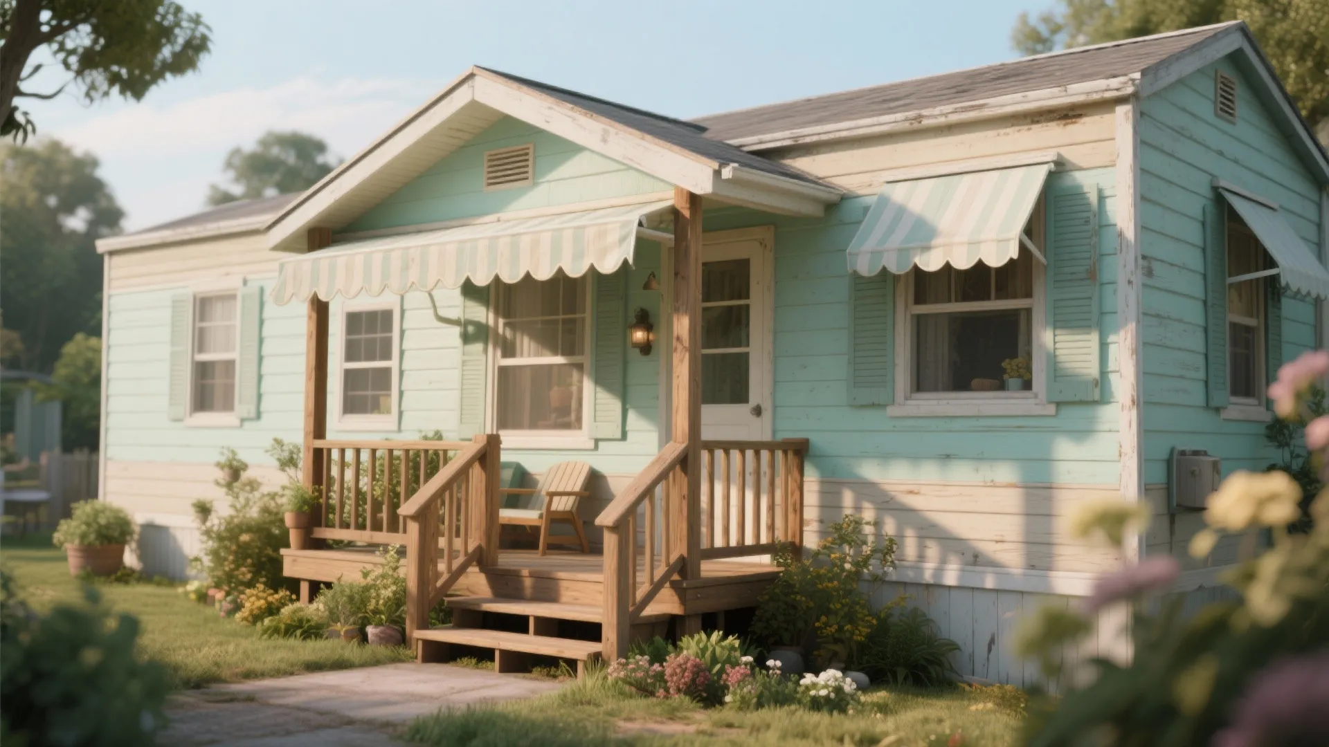 4. Pastel Cottage with Natural Wood Accents