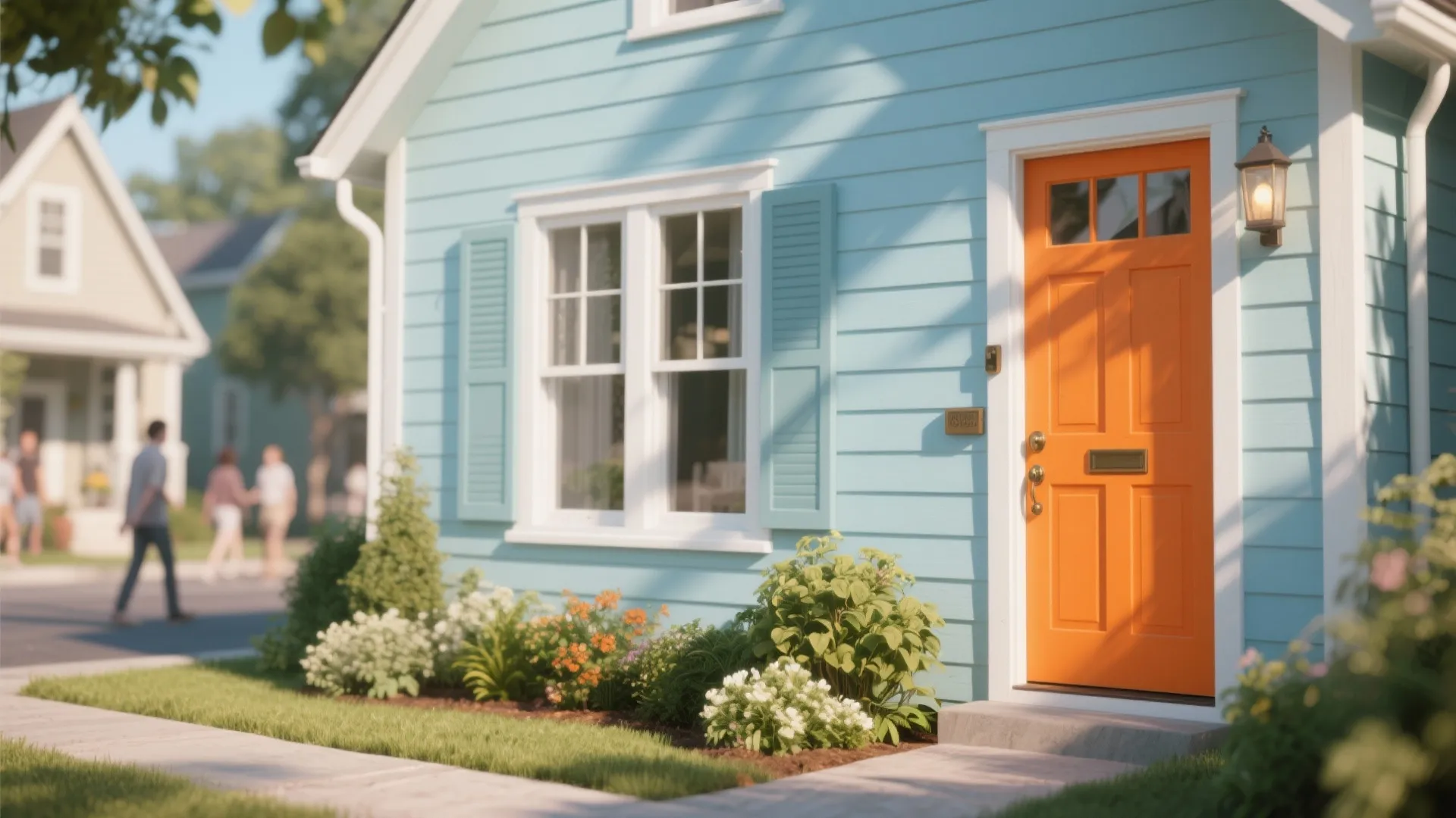 3. Pastel Cottage Palette with Contrasting Doors