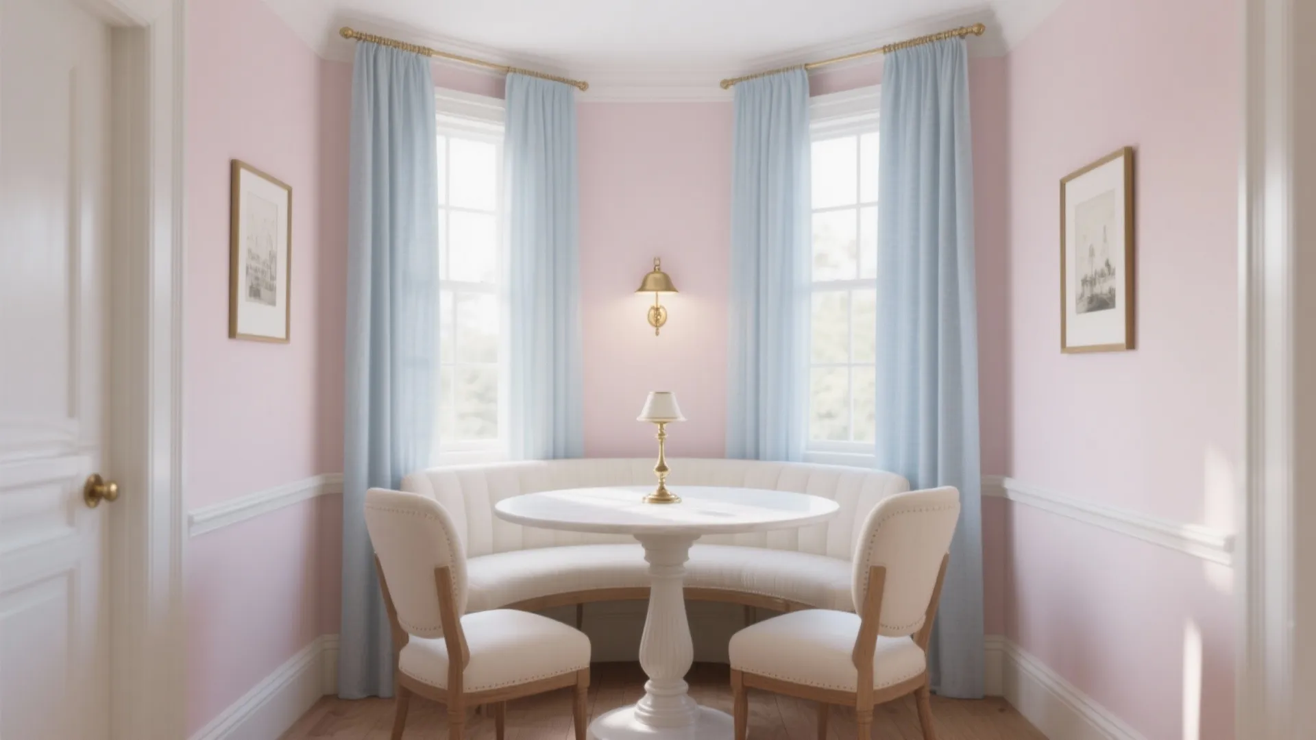 Soft Blush, Dusty Blue, and Light: Airy Elegance