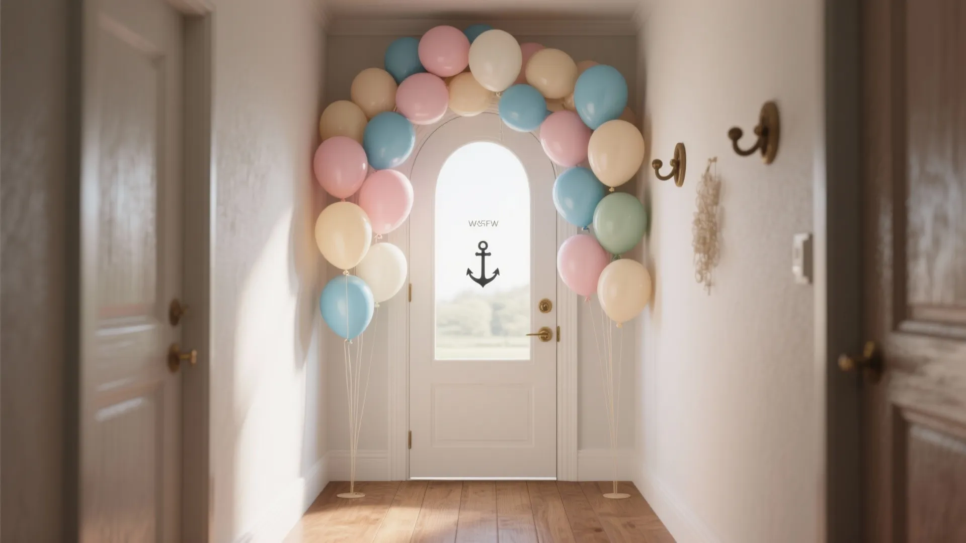 Soft Pastel Welcome Arch in a Small Entry