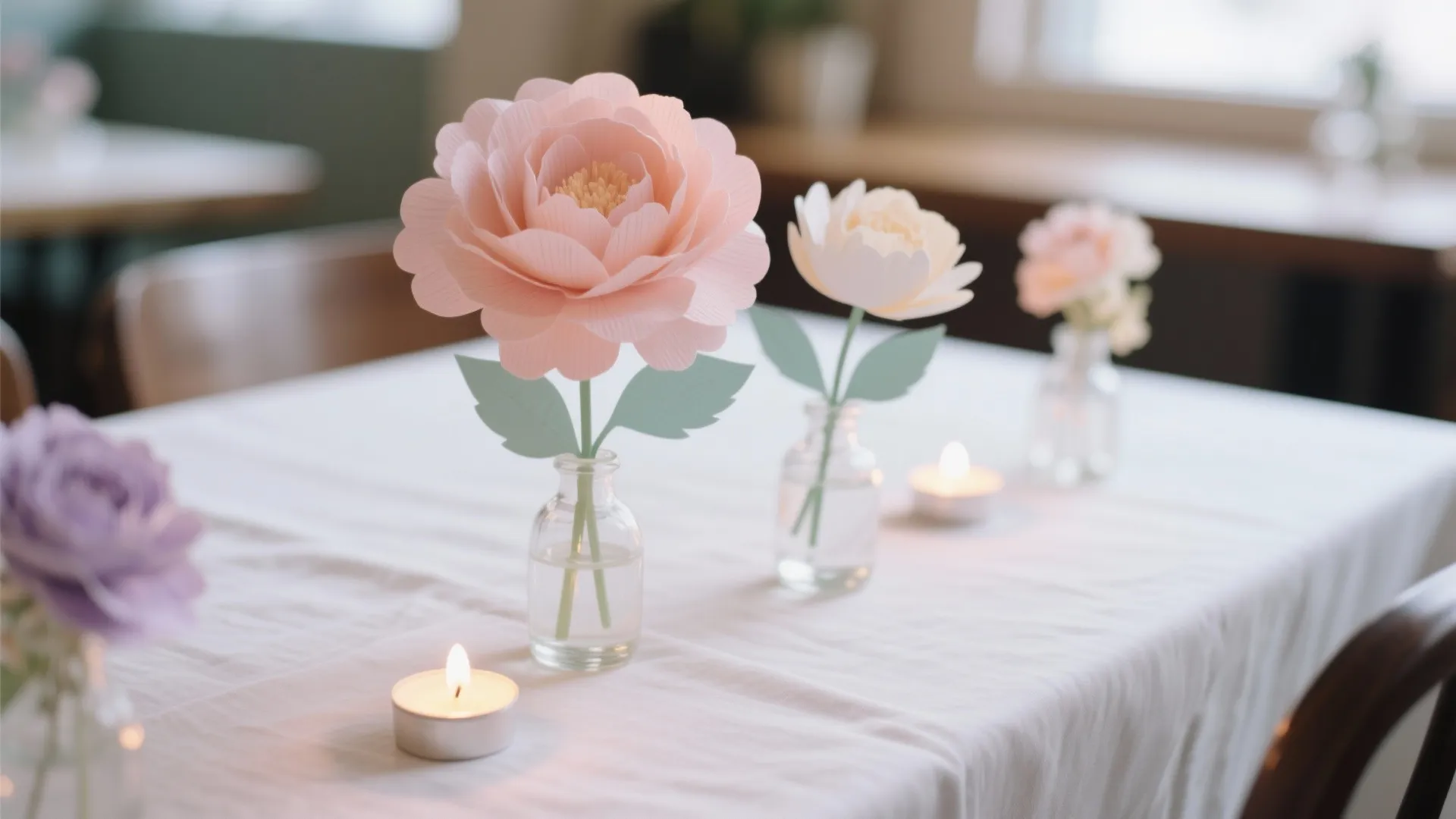 Pastel Paper Flower Centerpieces