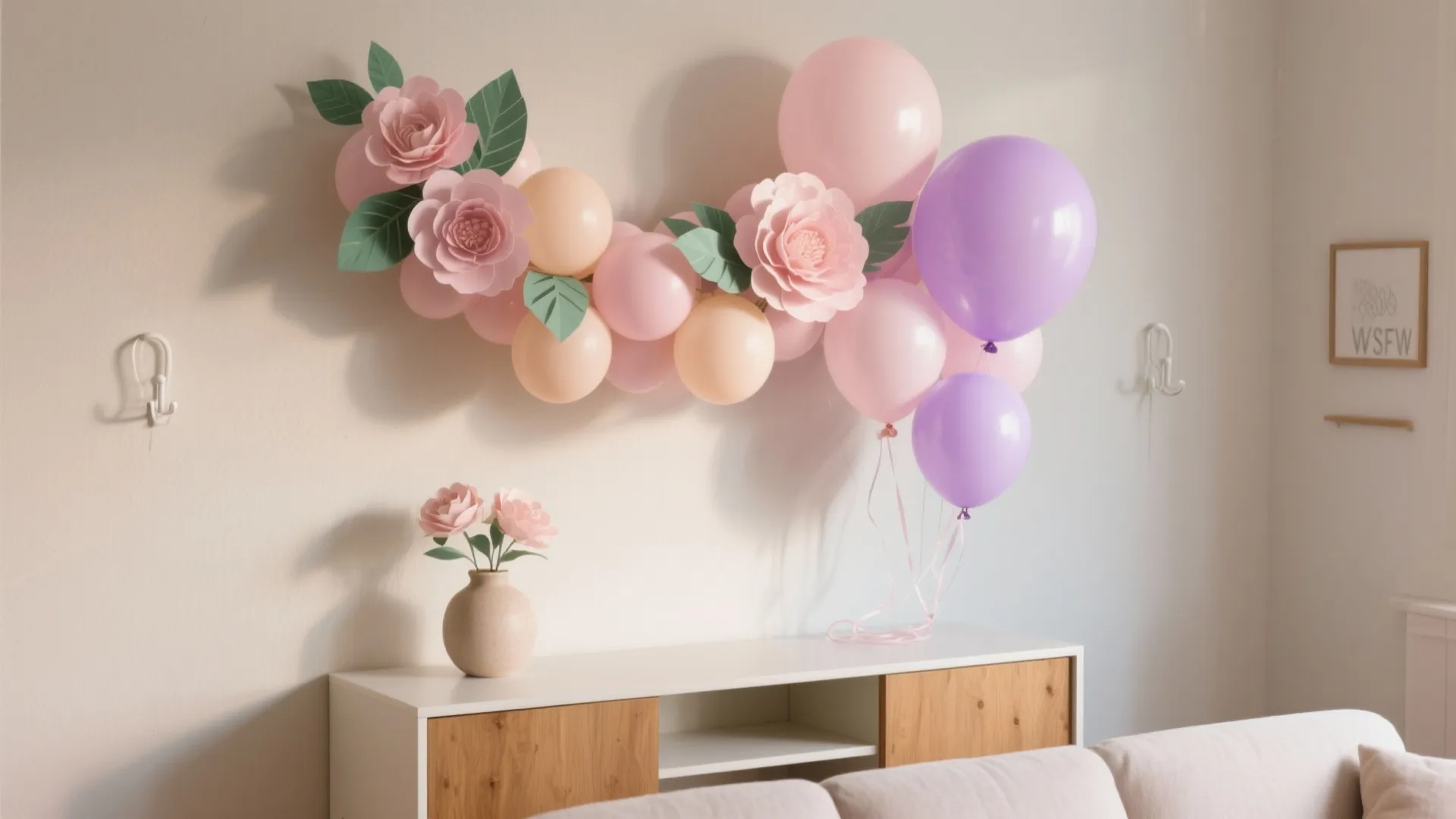 Pastel Balloon Garland + Paper Florals