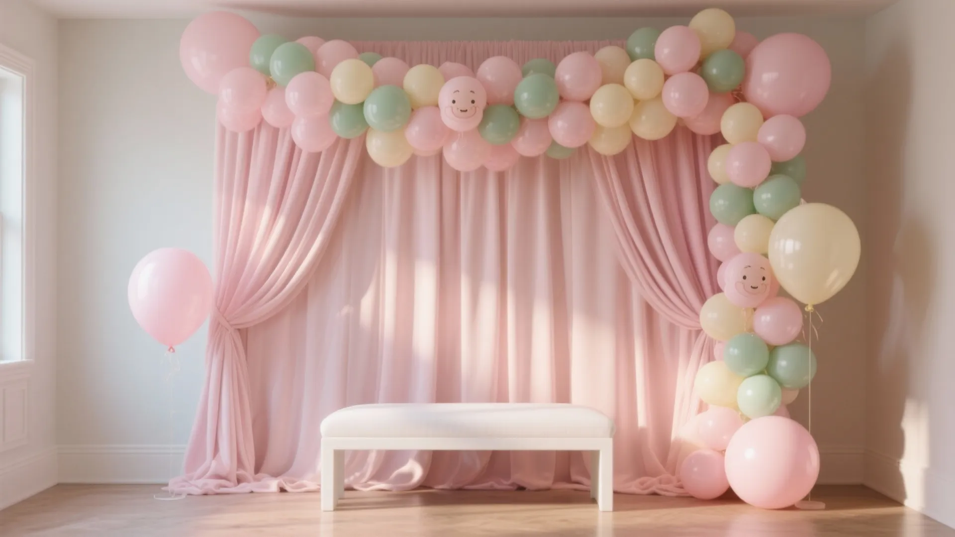 Soft Pastel Backdrop & Balloon Garland