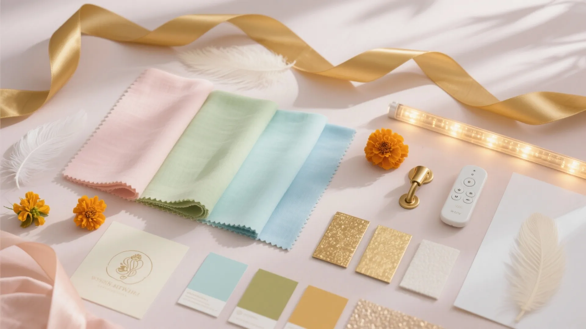 Pastel-and-Gold Palette with Soft, Warm Lighting