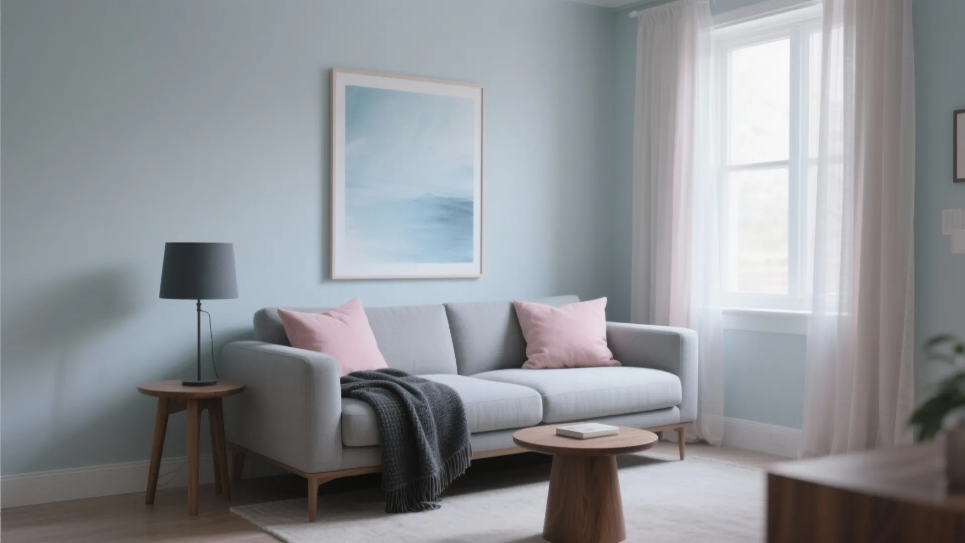 Pastel Gradient: Blush, Mist Blue, and Dove Grey