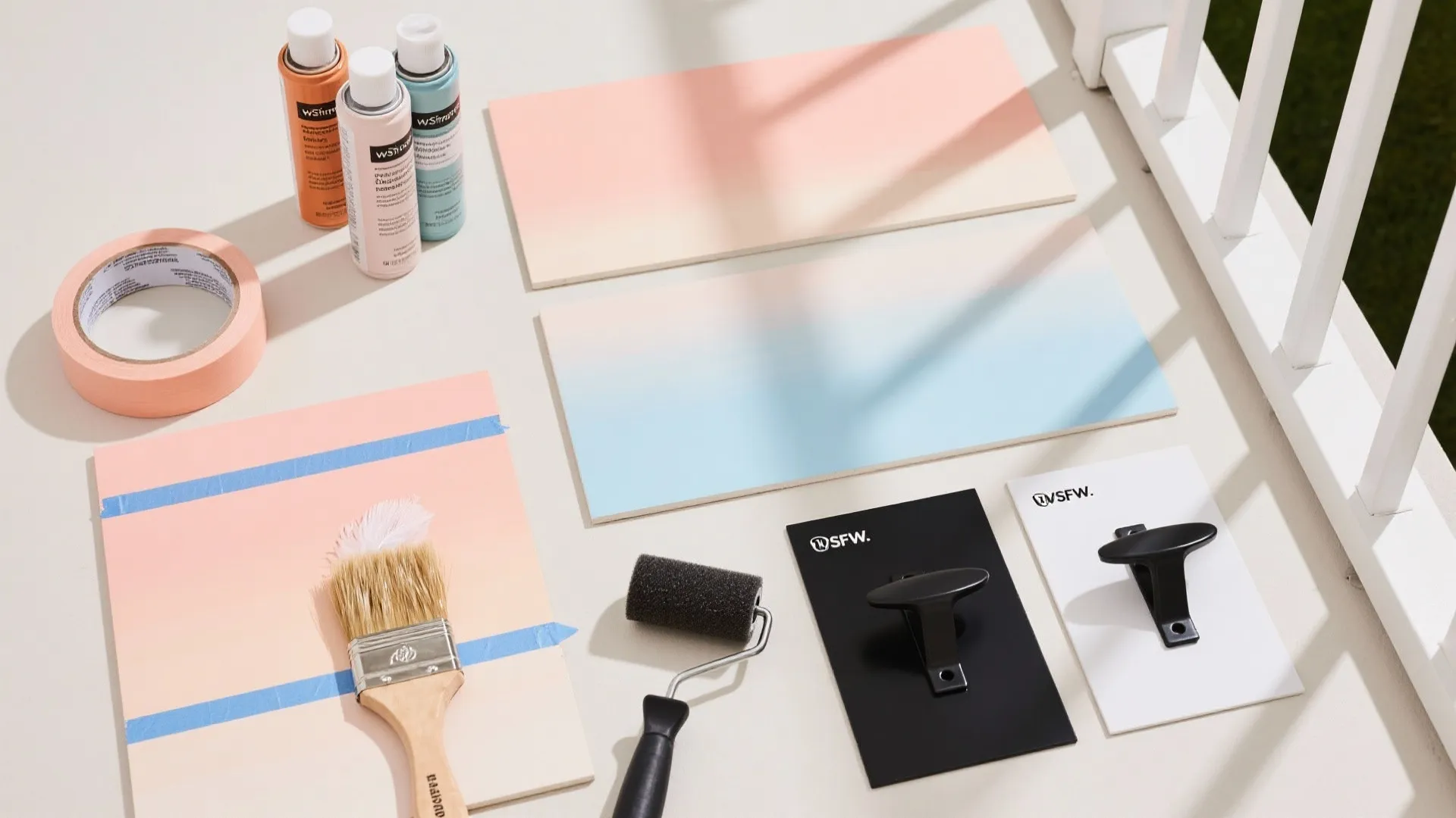 Pastel Gradient with Monochrome Railings