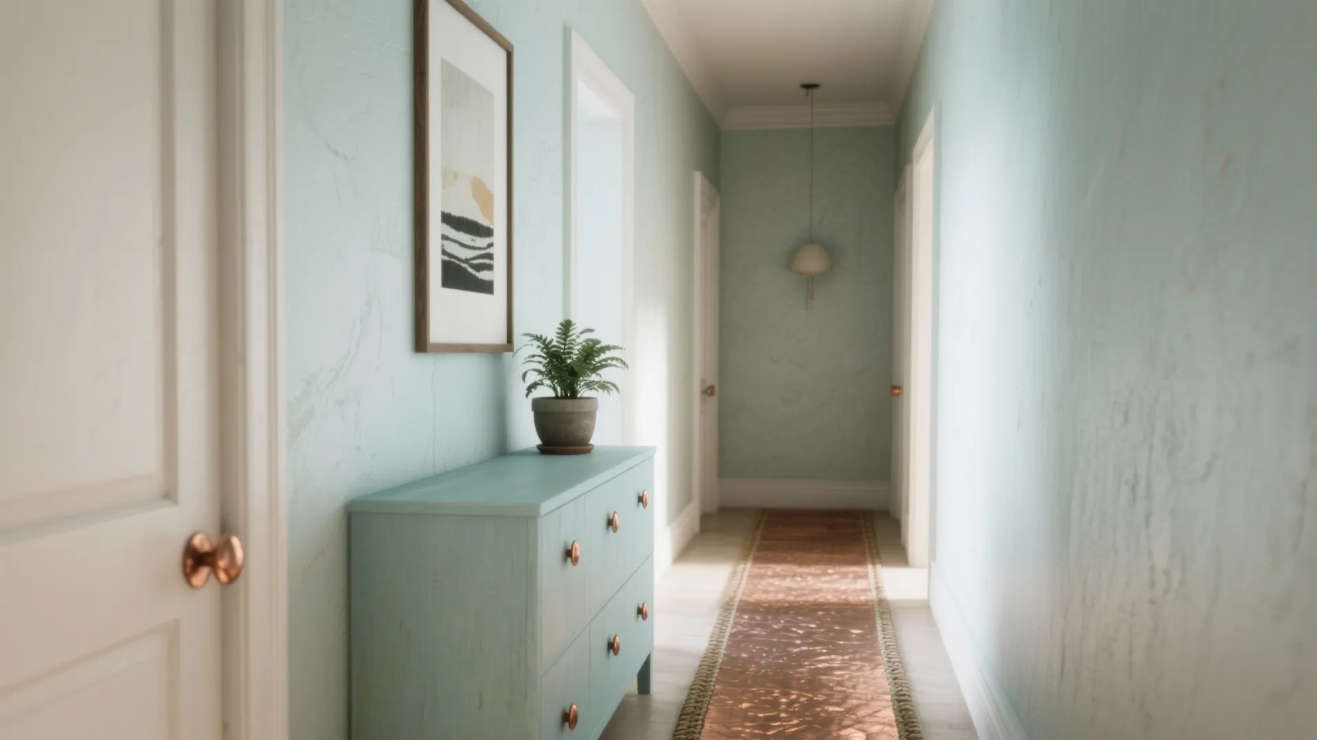 4. Soft Pastel with Textured Hardware