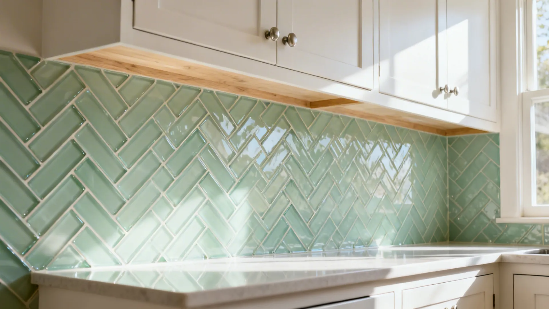 4) Herringbone Glass in Soft Pastels