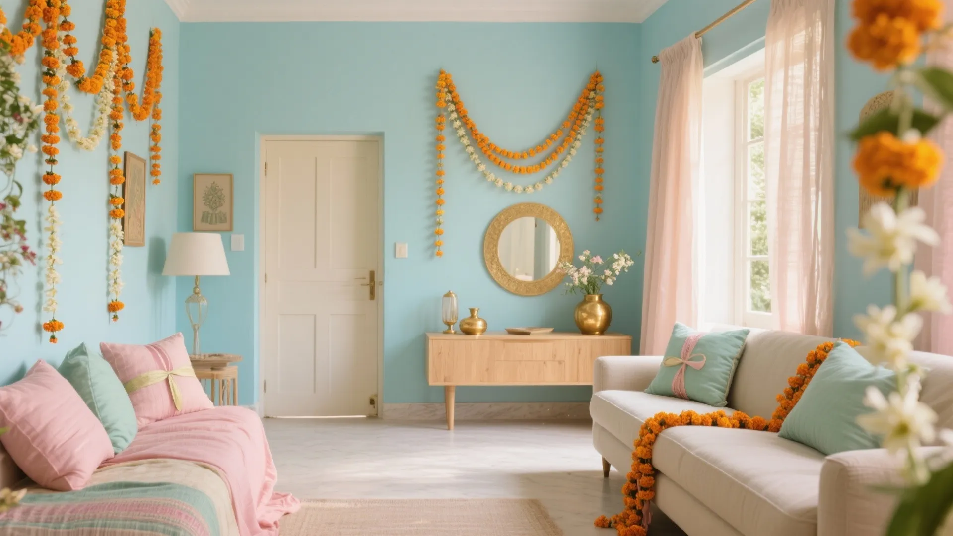 Soft Pastels with Marigold Strings