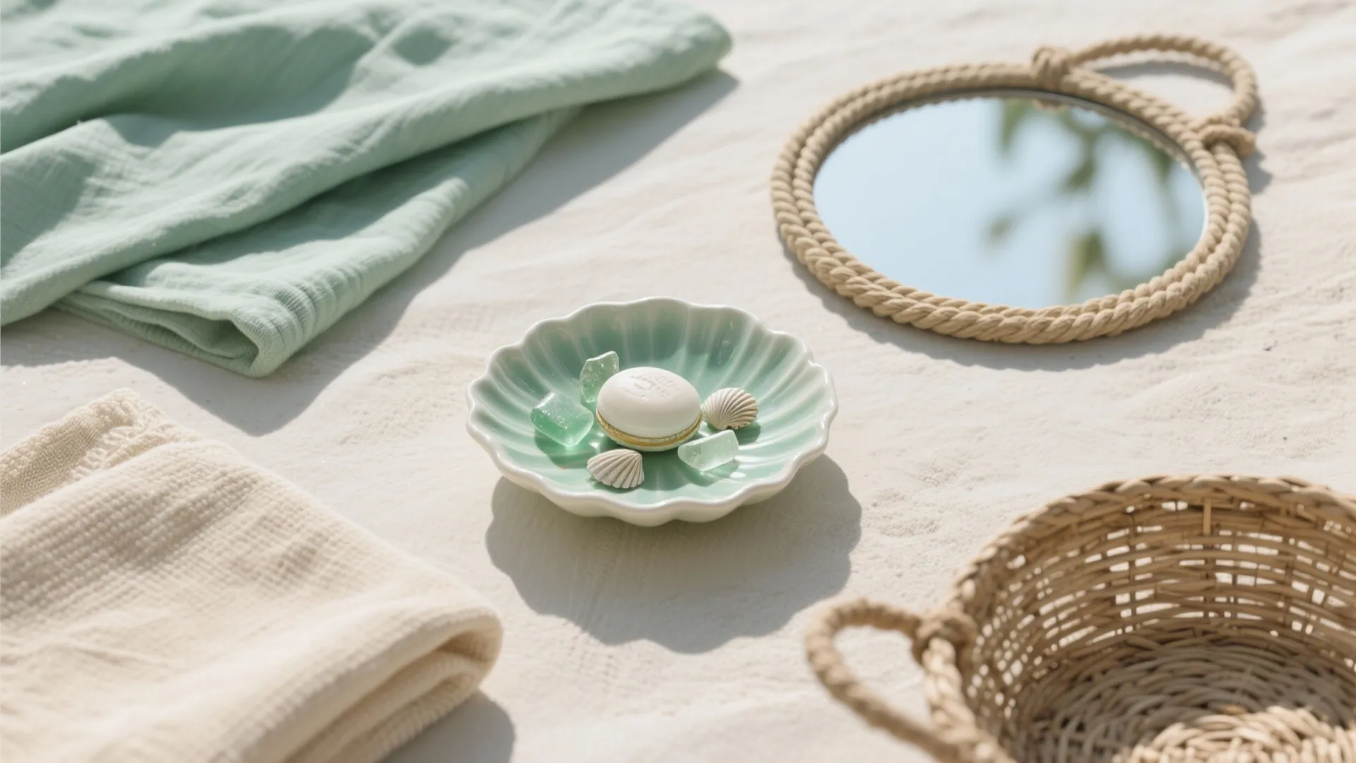 4) Soft Pastels & Shell Details for a Light Touch